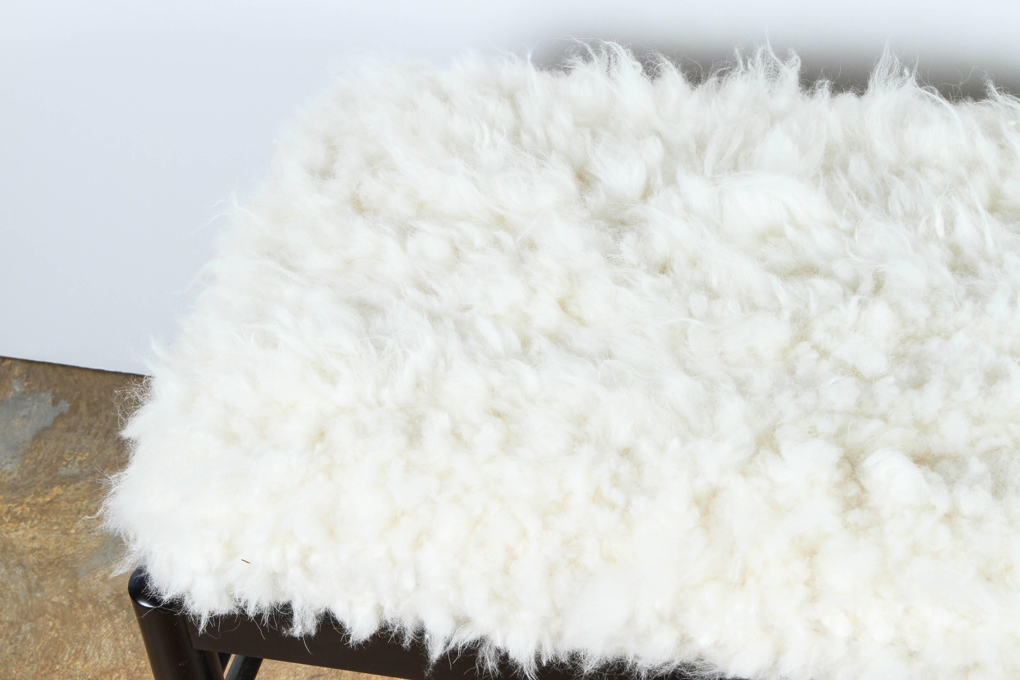 American Gio Ponti Inspired Bench in Natural Sheepskin