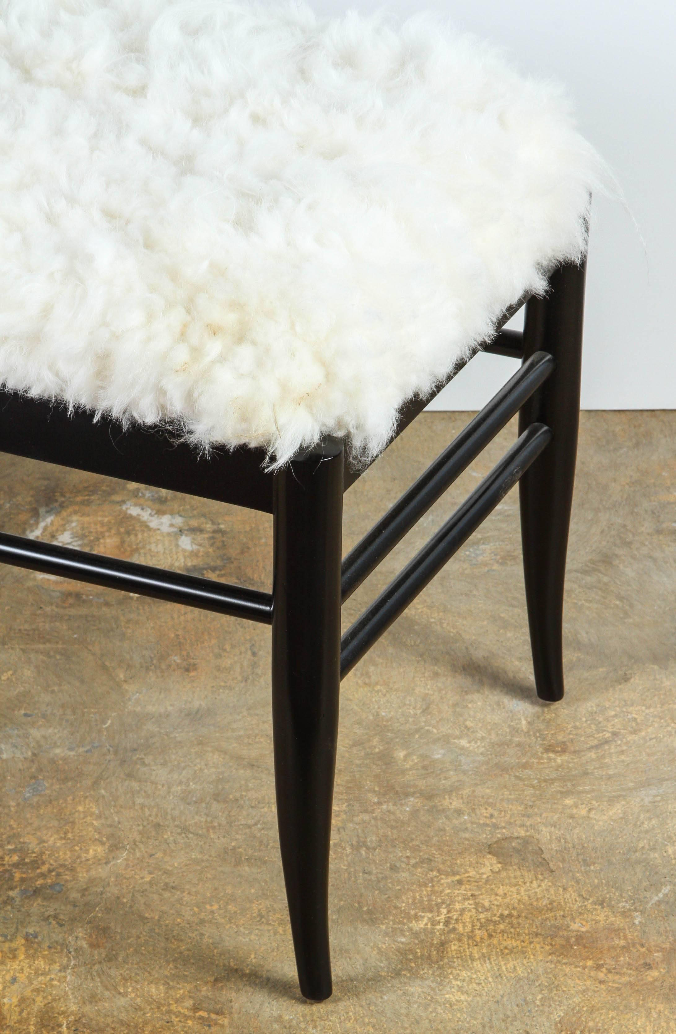 Contemporary Gio Ponti Inspired Bench in Natural Sheepskin