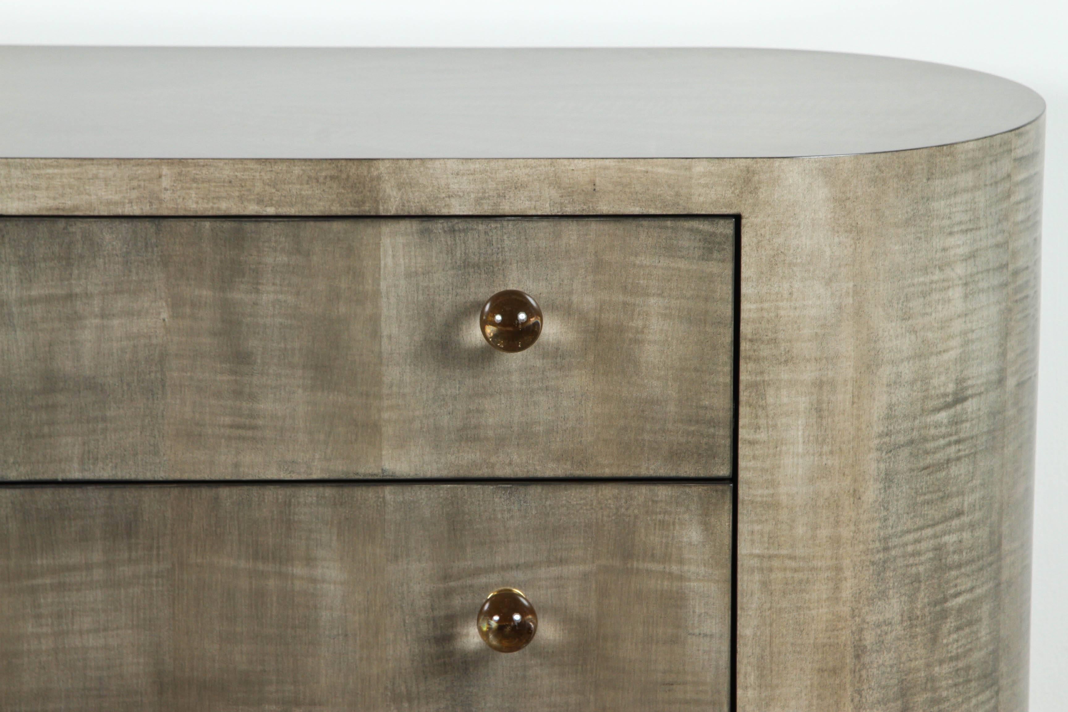 Mid-Century Modern Italian Inspired 1970s Style Rounded Chest of Drawers For Sale