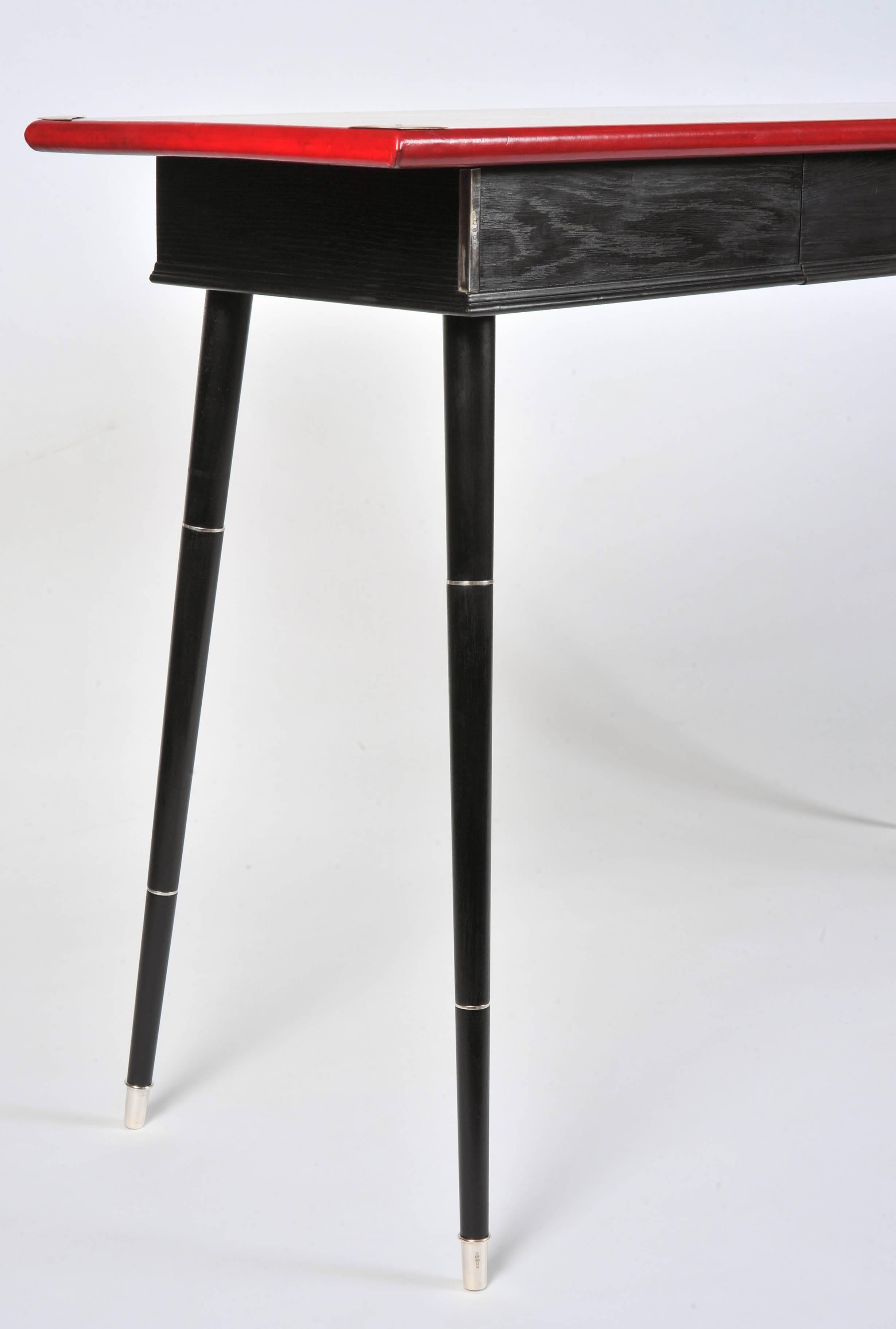 Numbered Limited Edition Console Table with Leather Top and Silver Mounts In Excellent Condition In London, GB