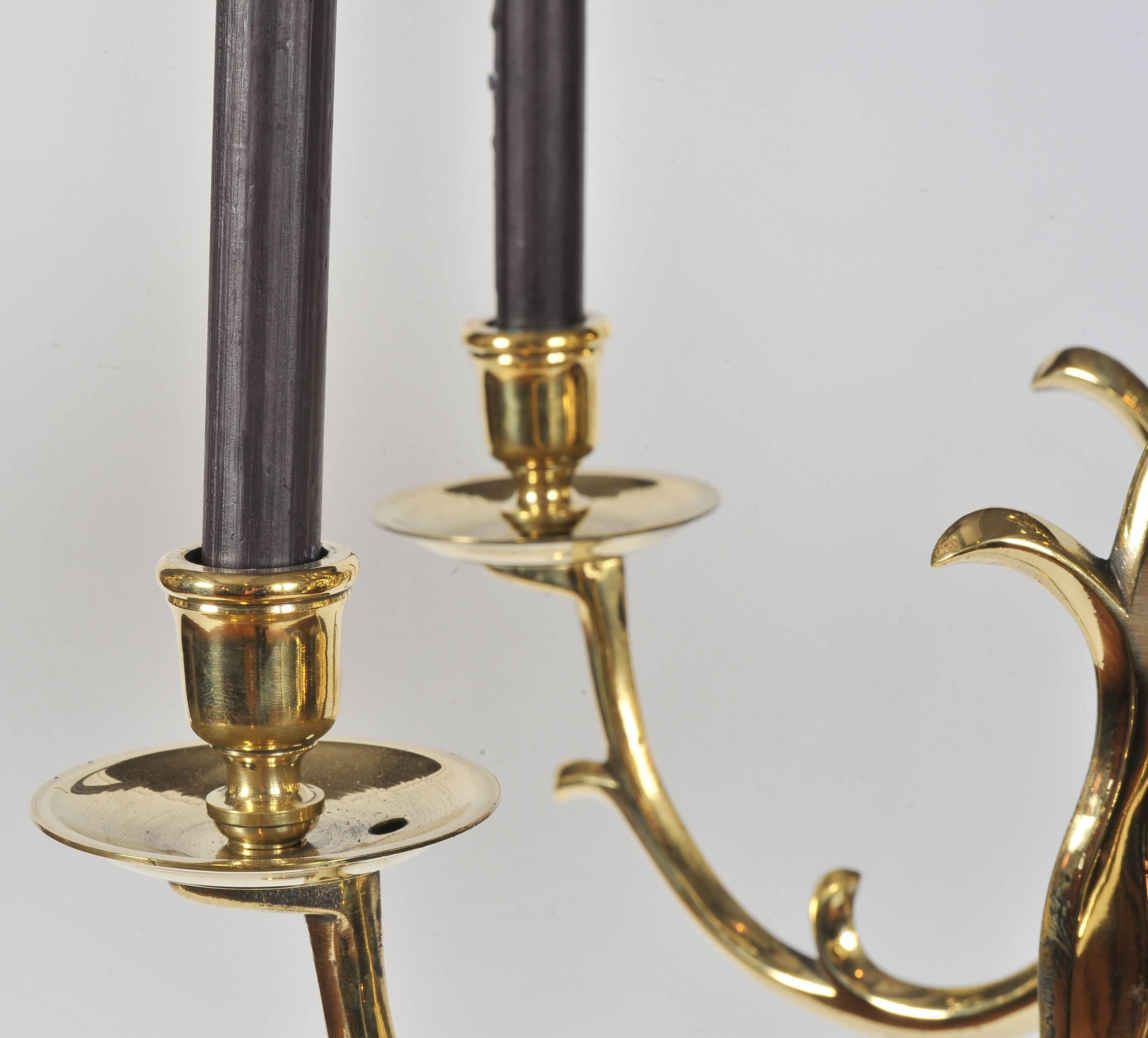 Pair of Mid-19th Century Eight-Branch Brass Chandeliers, possibly Austrian. 3