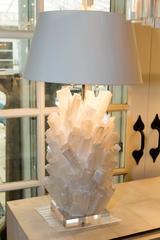 Attractive Pair of Selenite Lamps on Lucite Bases