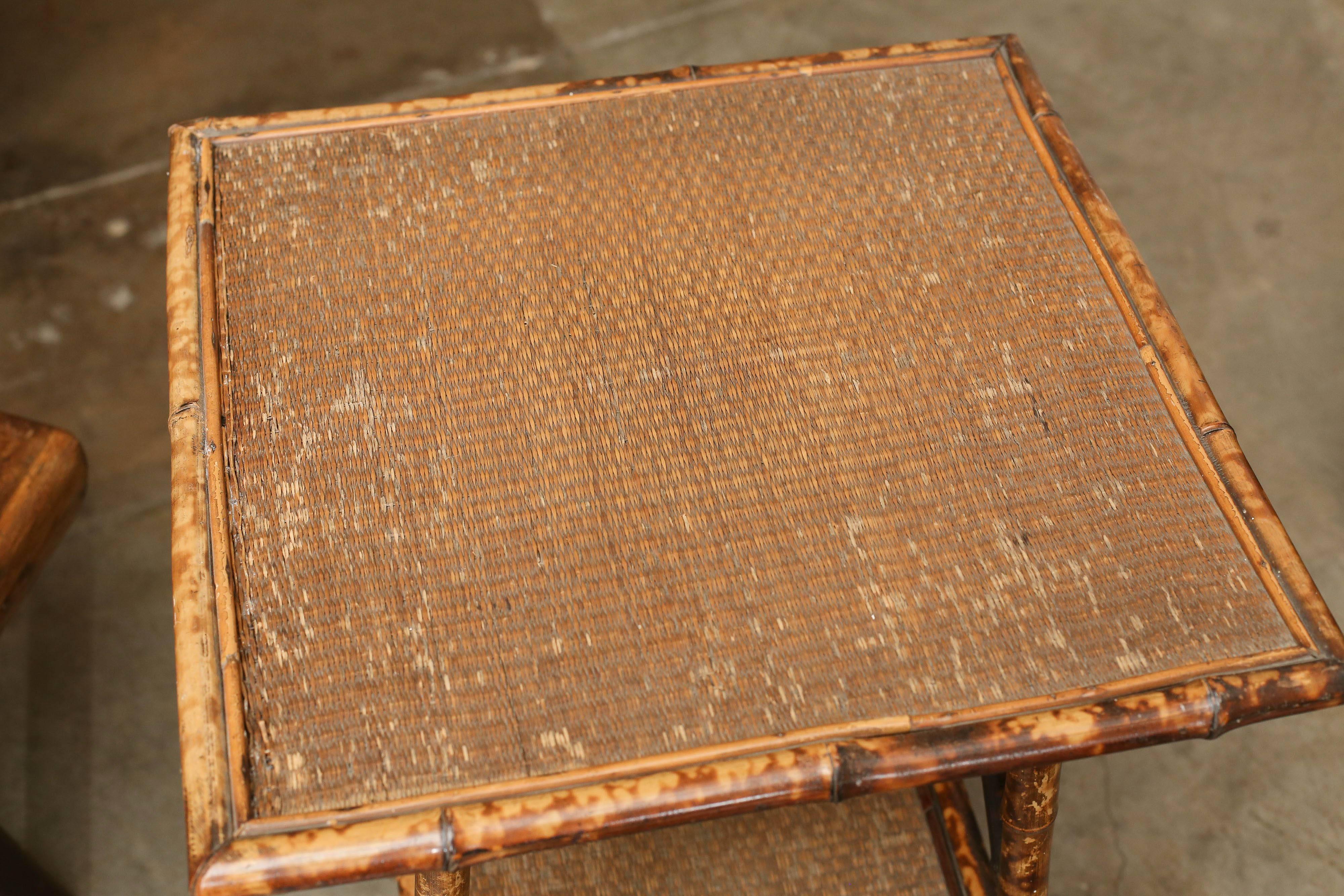 19th Century Scorched Bamboo Side Table In Excellent Condition In Houston, TX