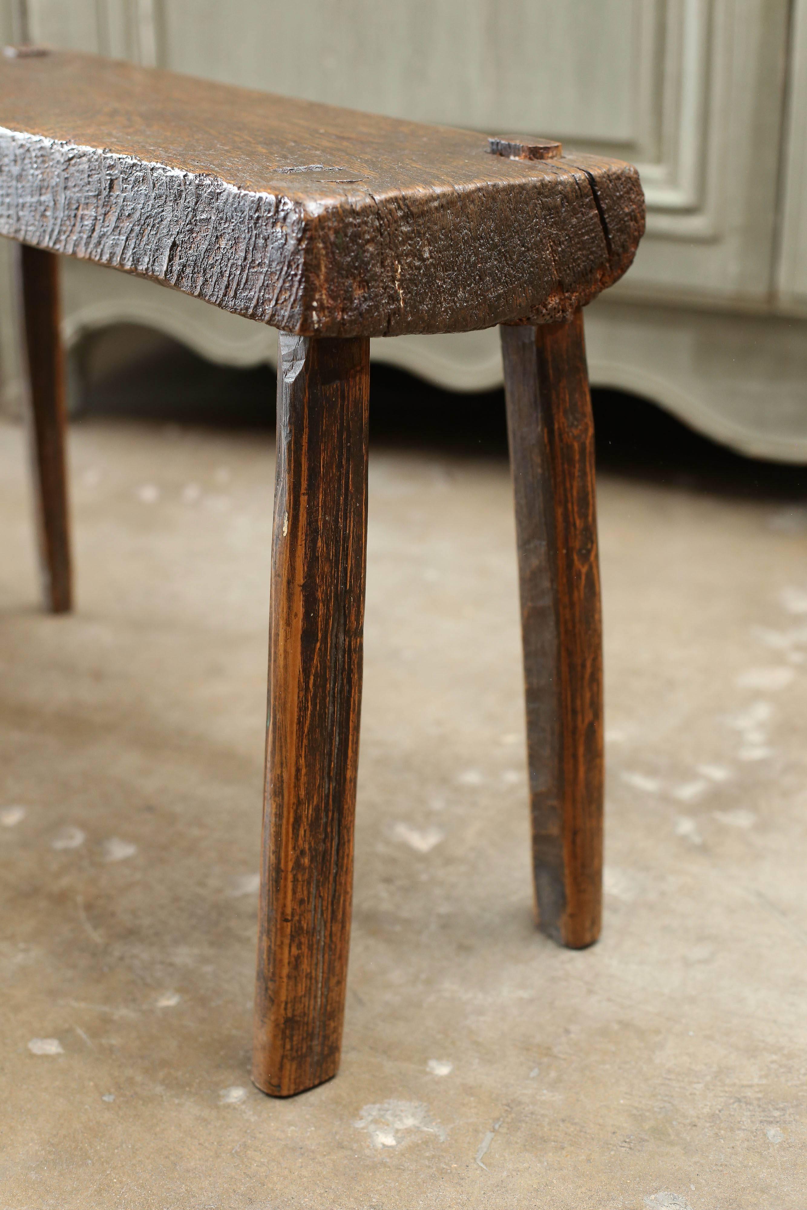 Elm 18th Century Rustic Stool from England For Sale