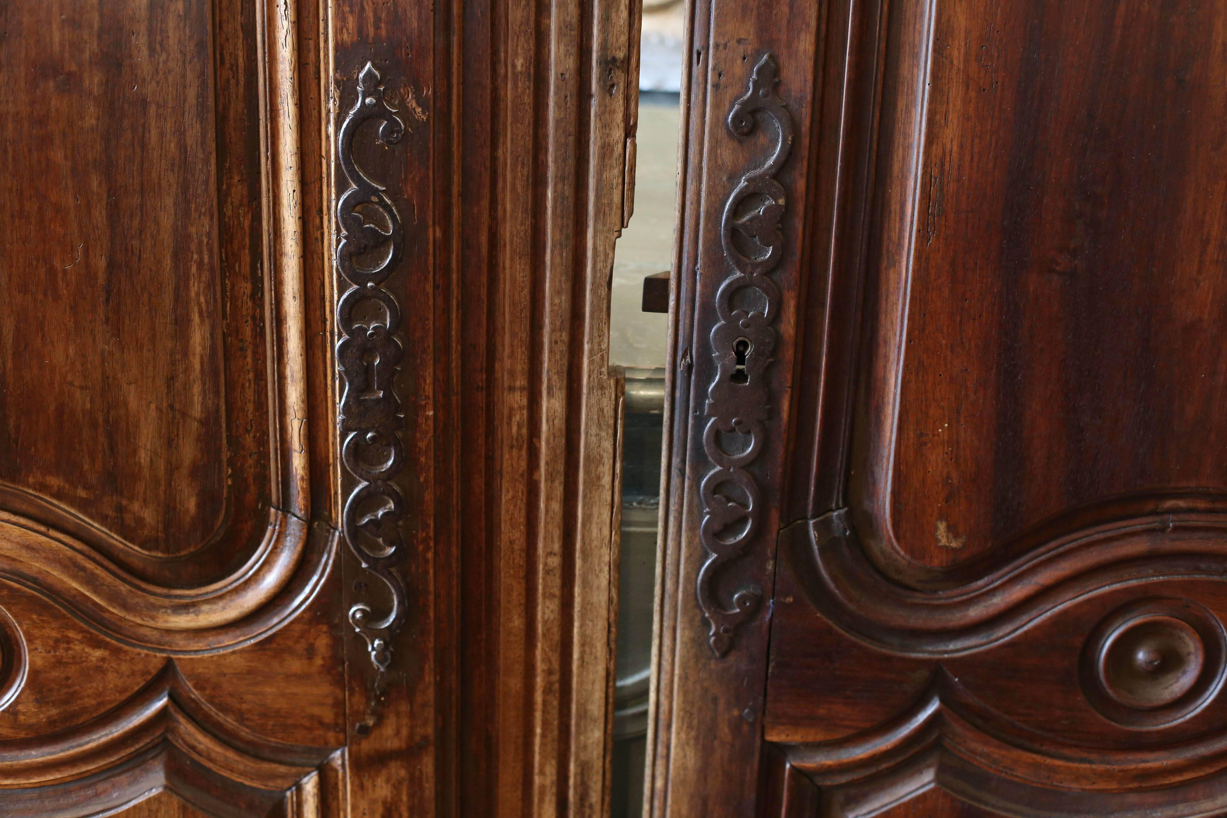 French Pair of 18th Century Walnut Armoire Doors