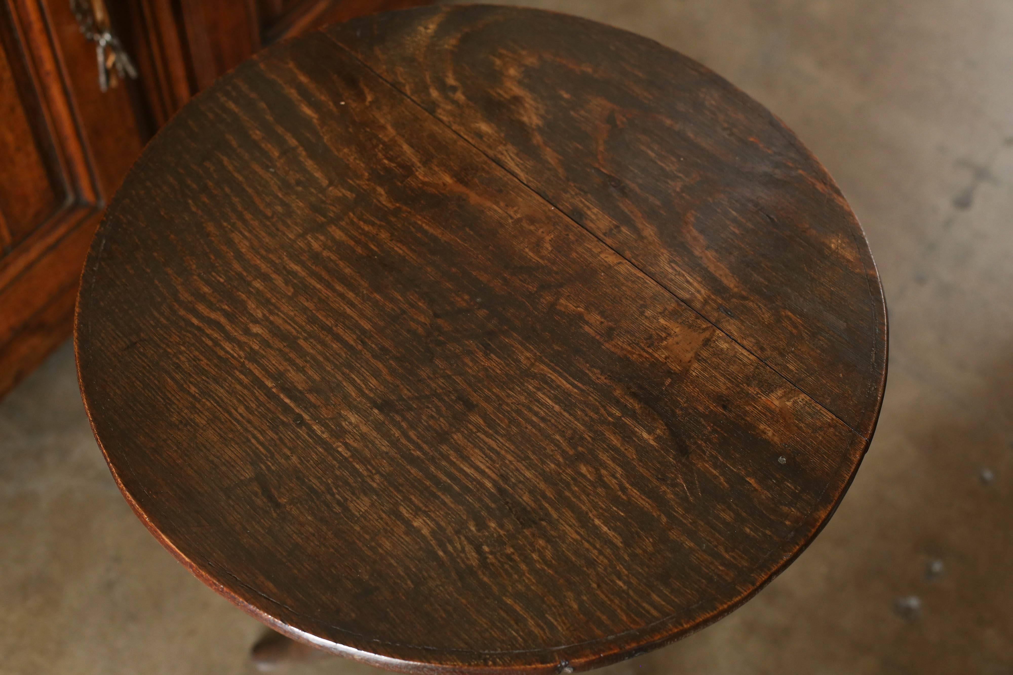 19th Century Folk Art Oak Tripod Side Table 1