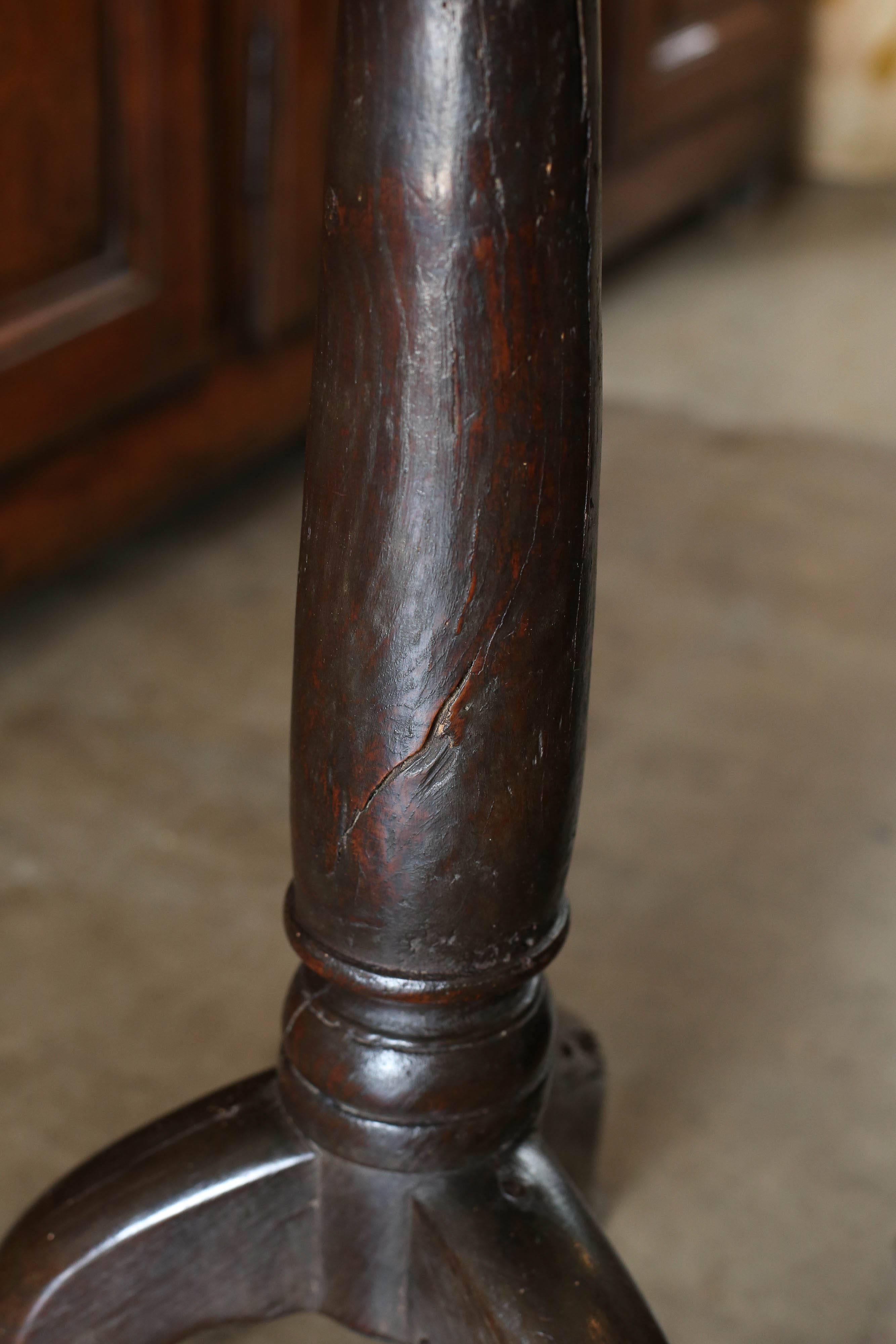19th Century Folk Art Oak Tripod Side Table 2