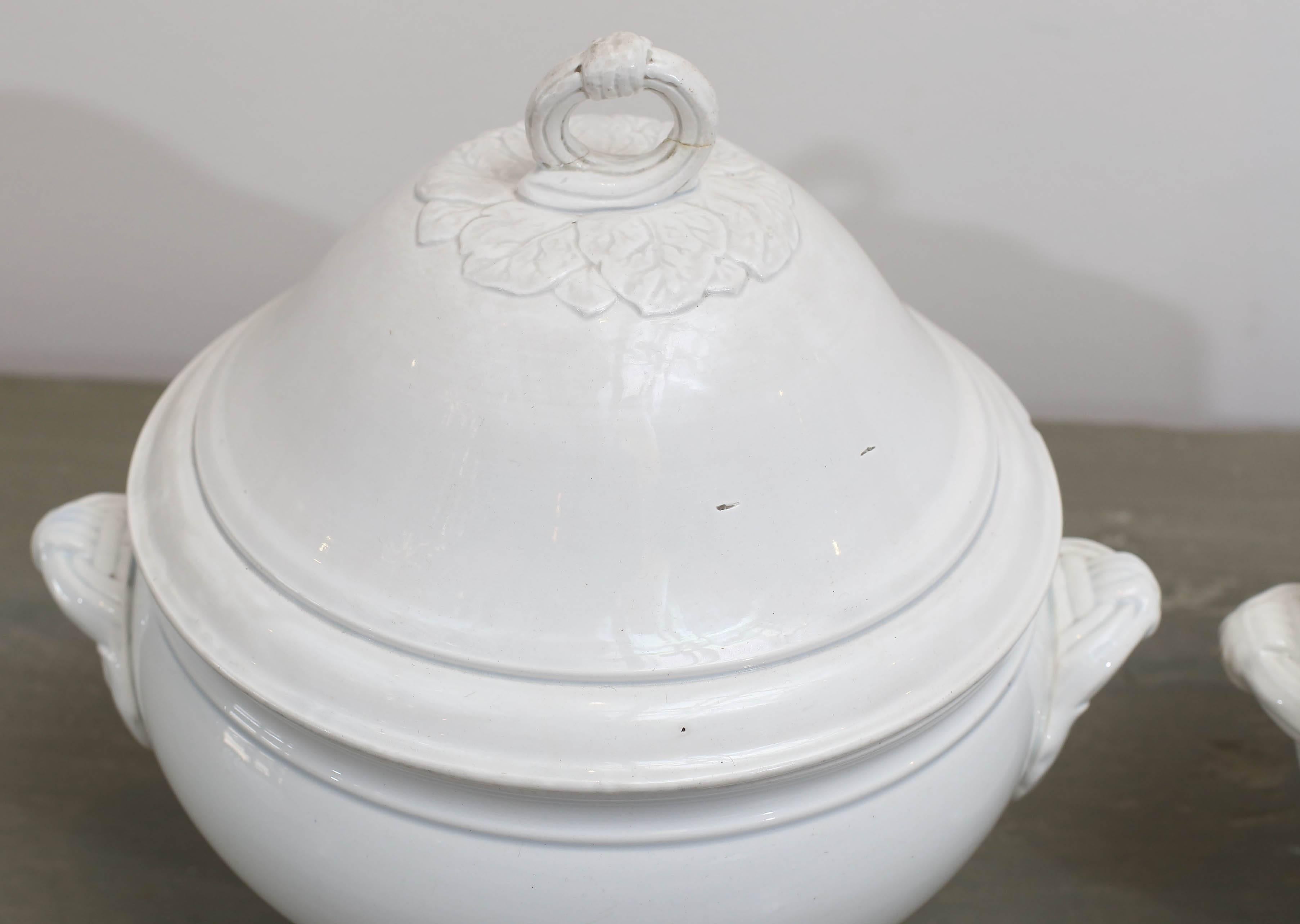 19th Century Belgian White Soup Tureens In Excellent Condition In Houston, TX
