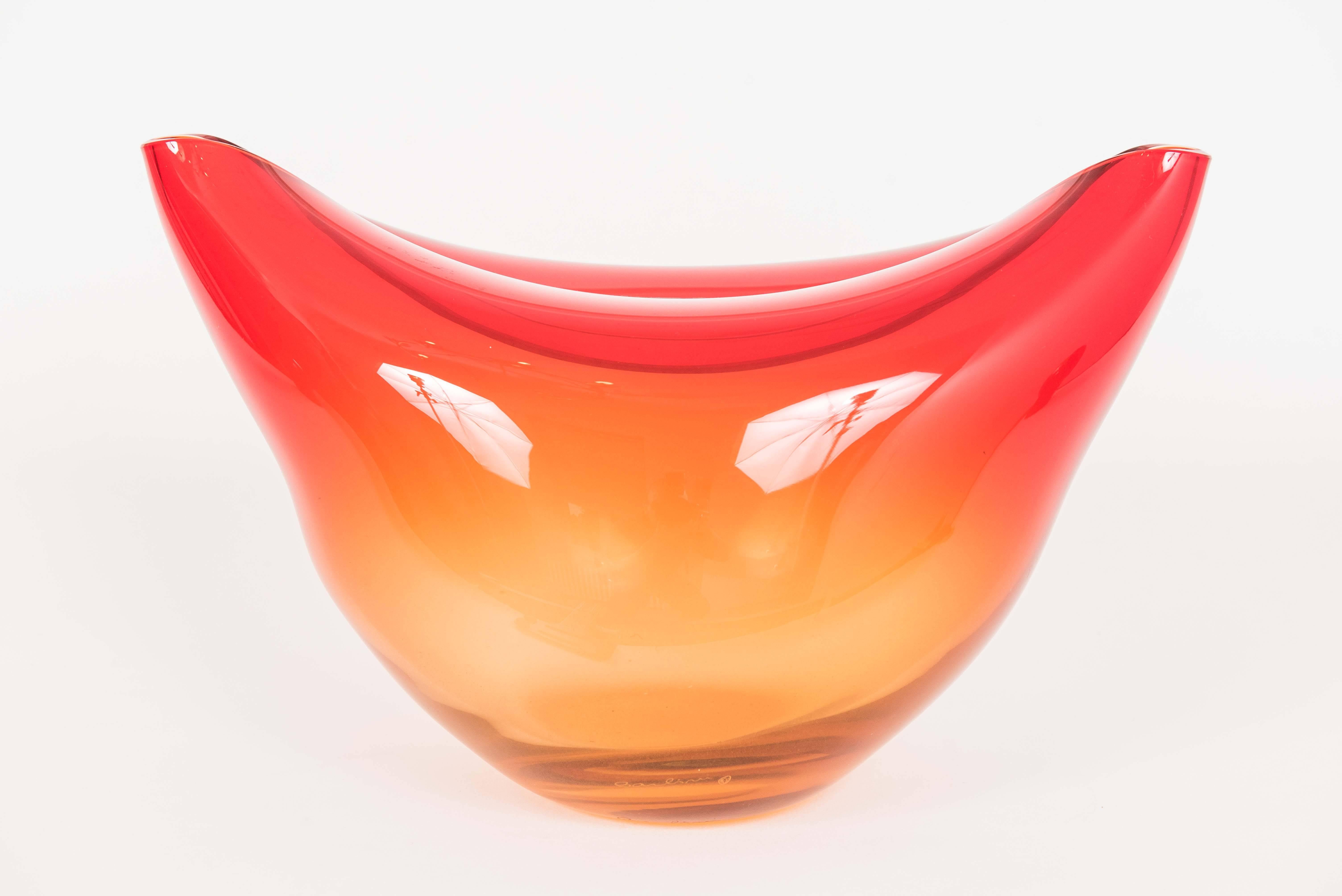 Italian Alfredo Barbini Shaped Glass Vase For Sale