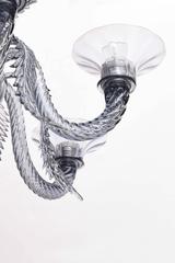 Venini Pale Blue Blown Murano Glass Italian Chandelier, 1920s