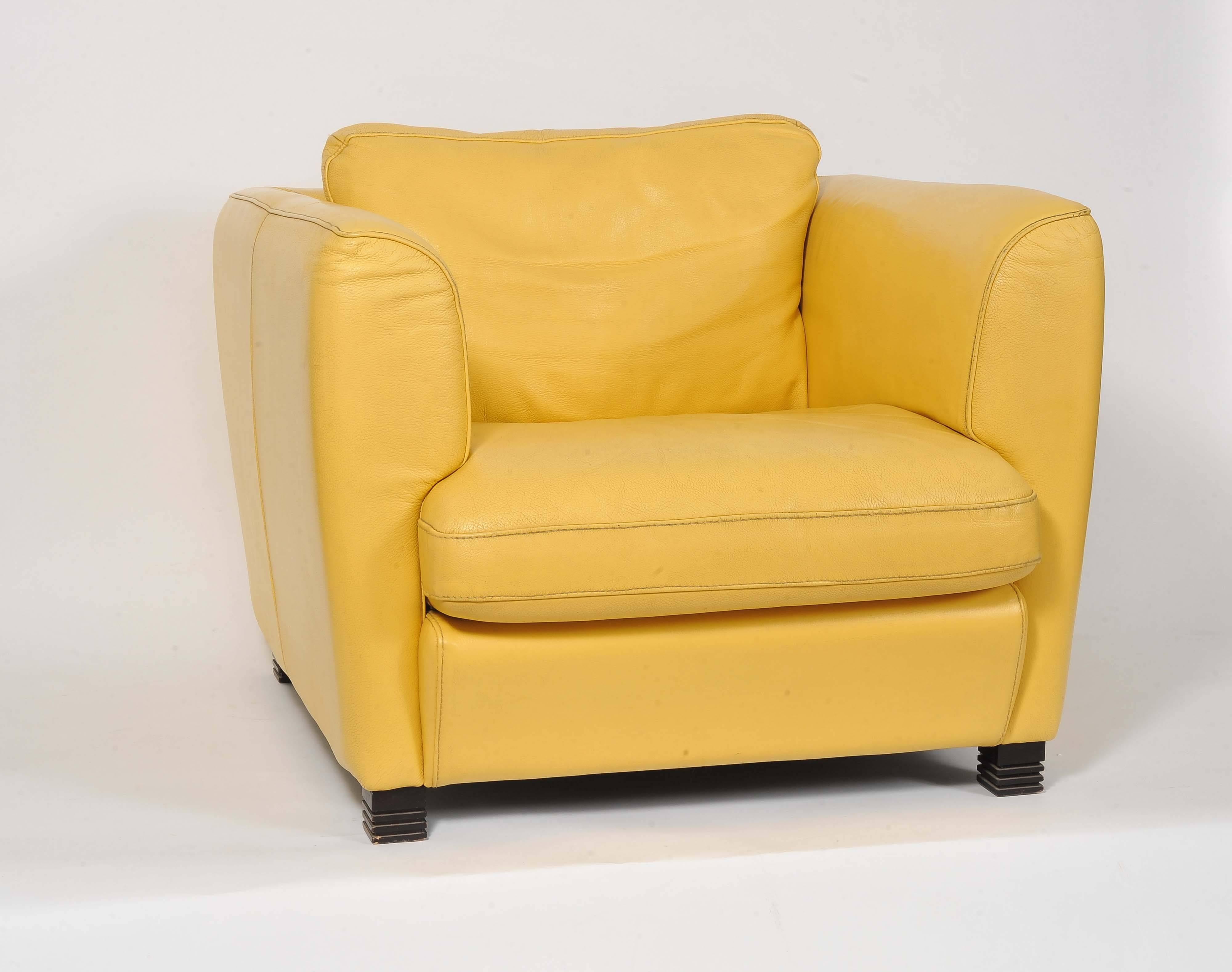 yellow leather chairs