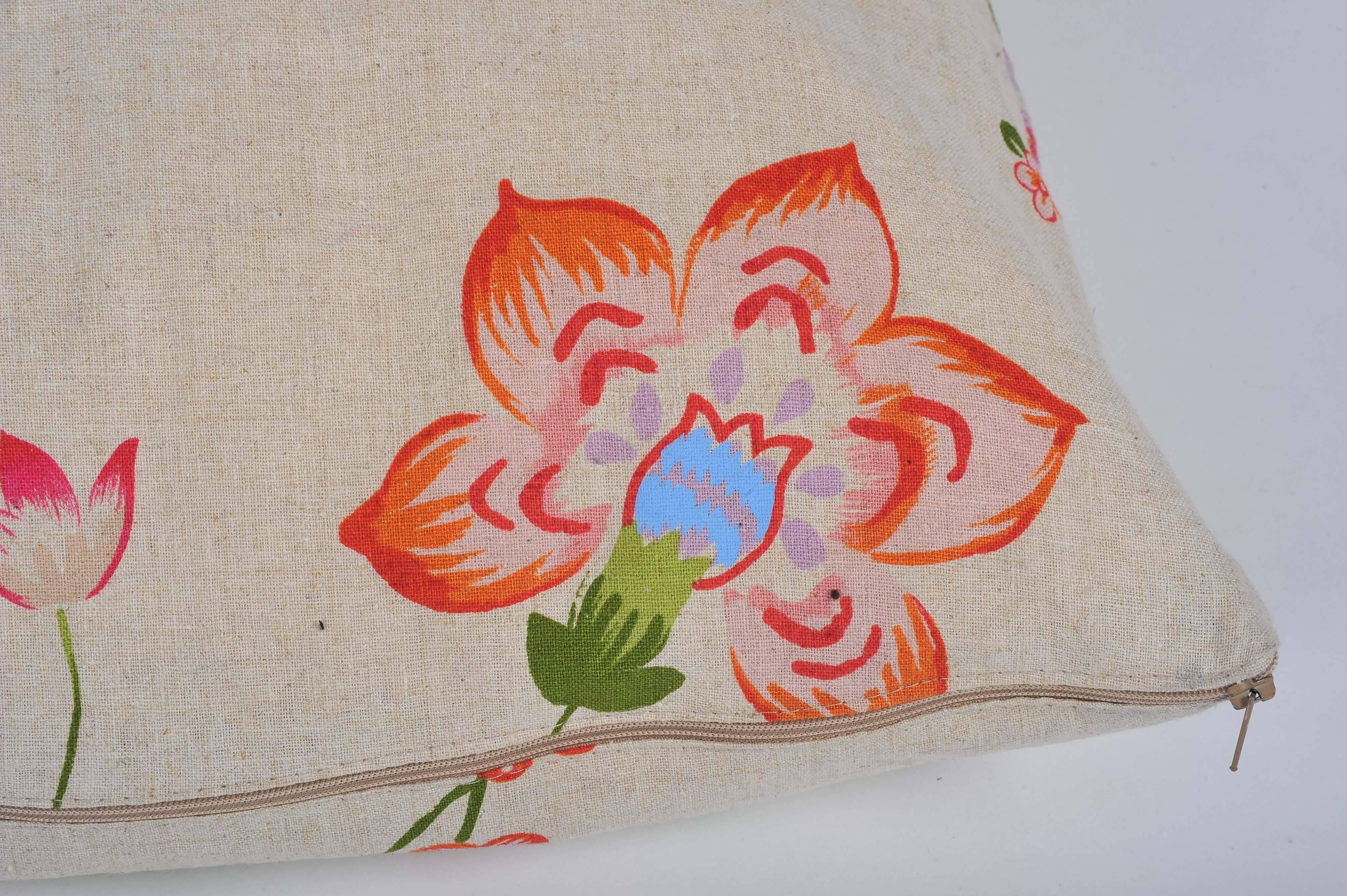 Unique Handmade Bohemian Colourful Floral Patterned Small Cushion In Excellent Condition For Sale In London, GB