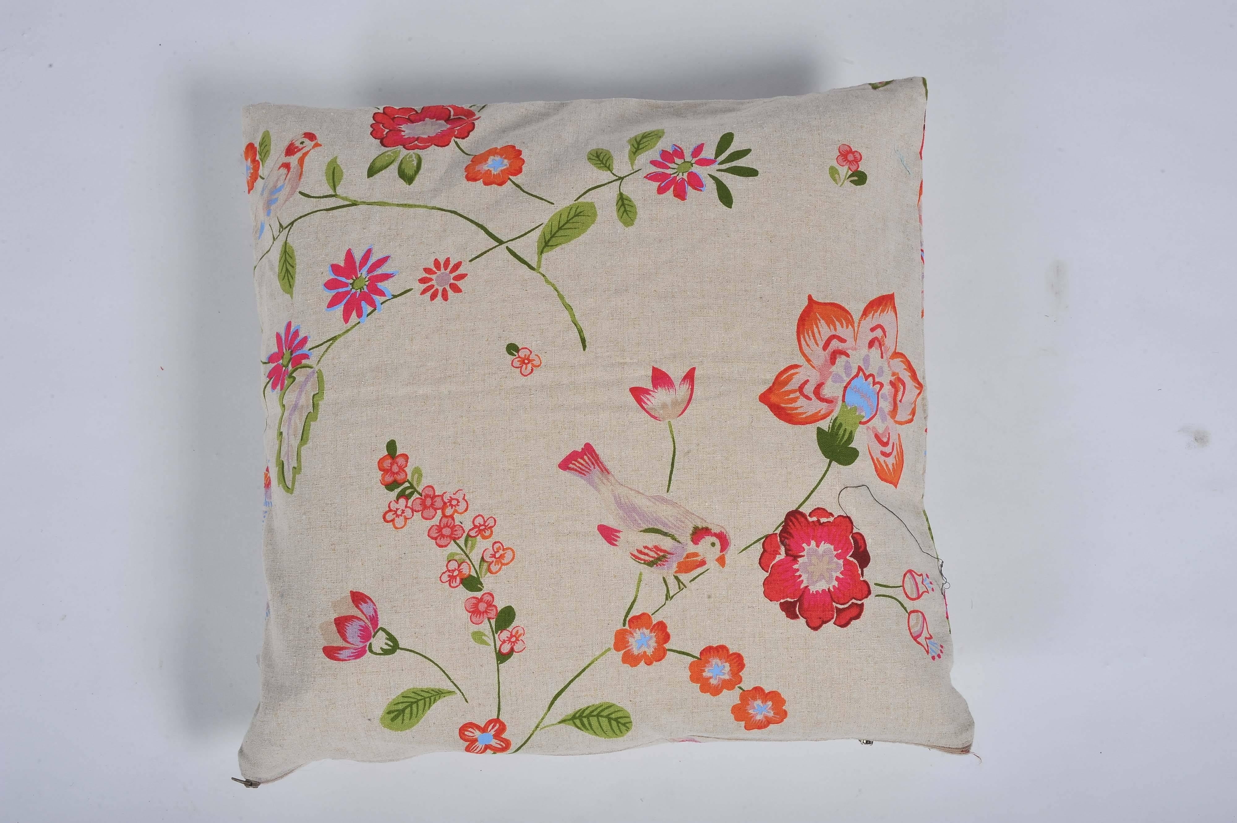 Contemporary Unique Handmade Bohemian Colourful Floral Patterned Small Cushion For Sale