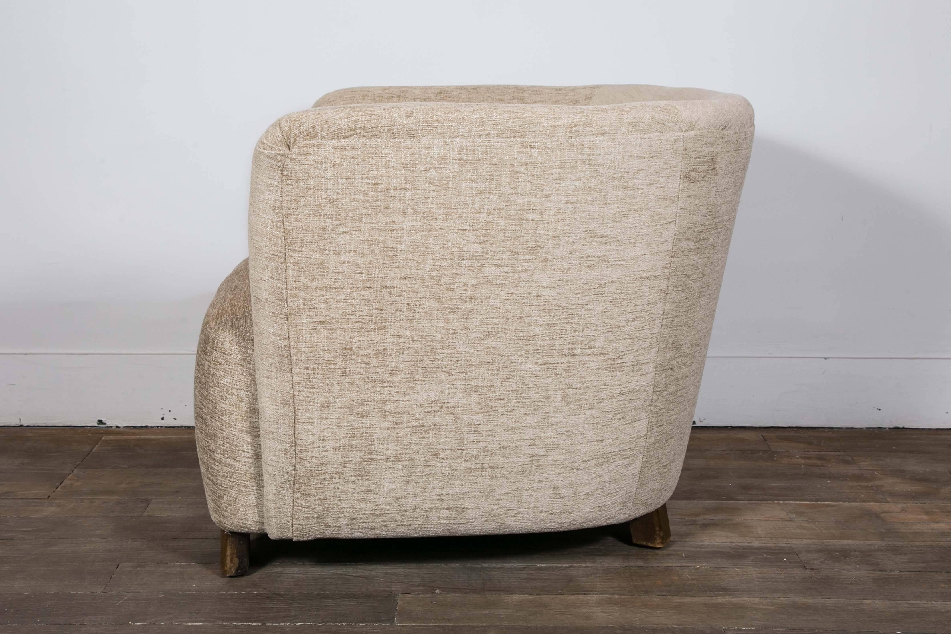 Sheepskin Elegant Pair of Danish Lounge Chairs