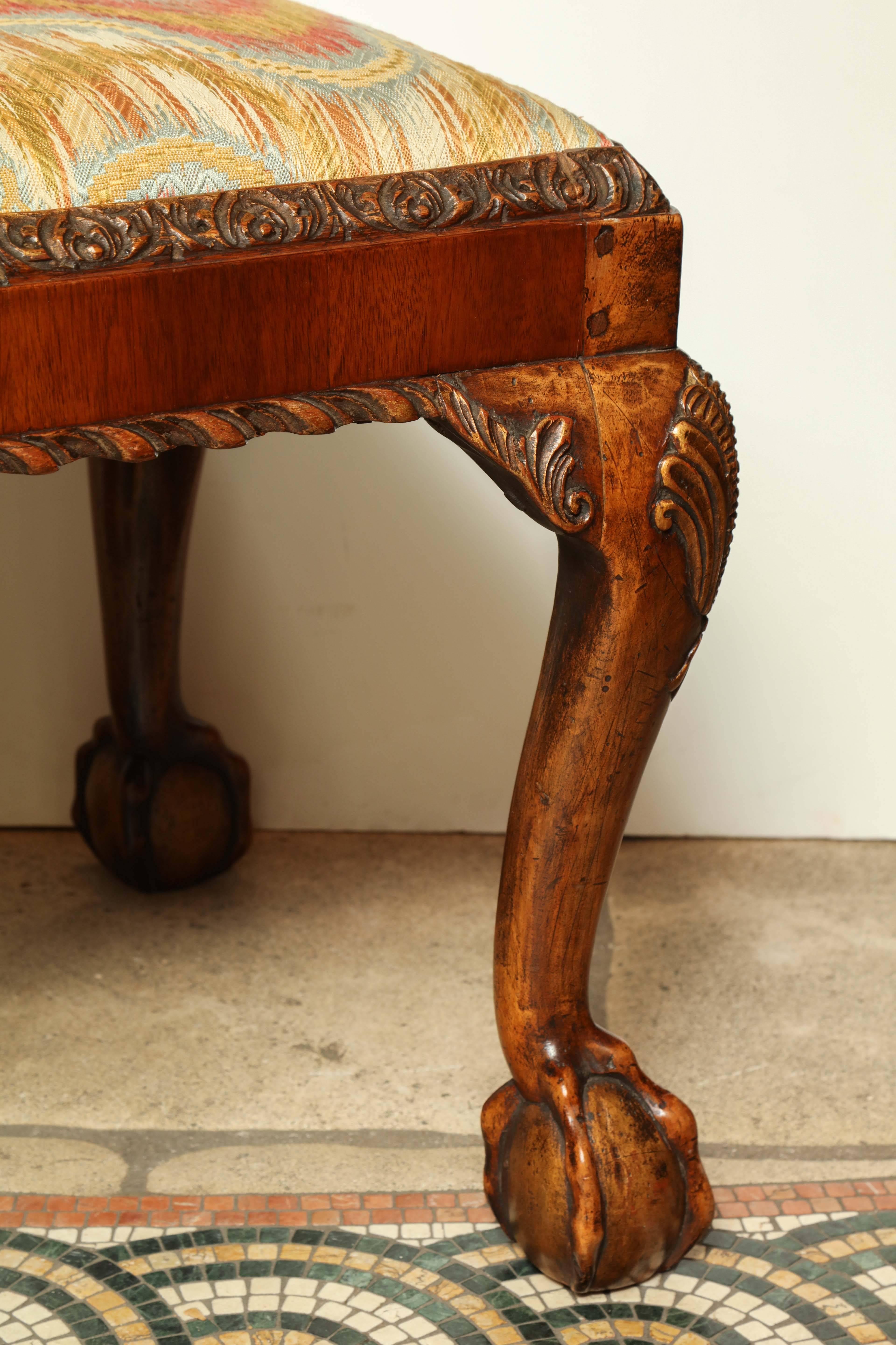 English Pair of George II Ball and Claw Foot Stool