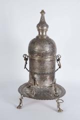 Pair of Antique Islamic Persian Silver Incense Burners with Arabic Calligraphy