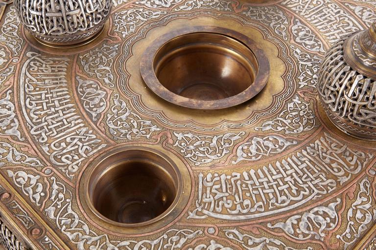 Large Islamic Silver Inlaid Domed Incense Burner with Arabic Calligraphy Moorish at 1stDibs