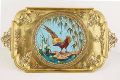 Rare French Japonisme Ormolu and Cloisonne Enamel Tray by Édouard Lièvre
