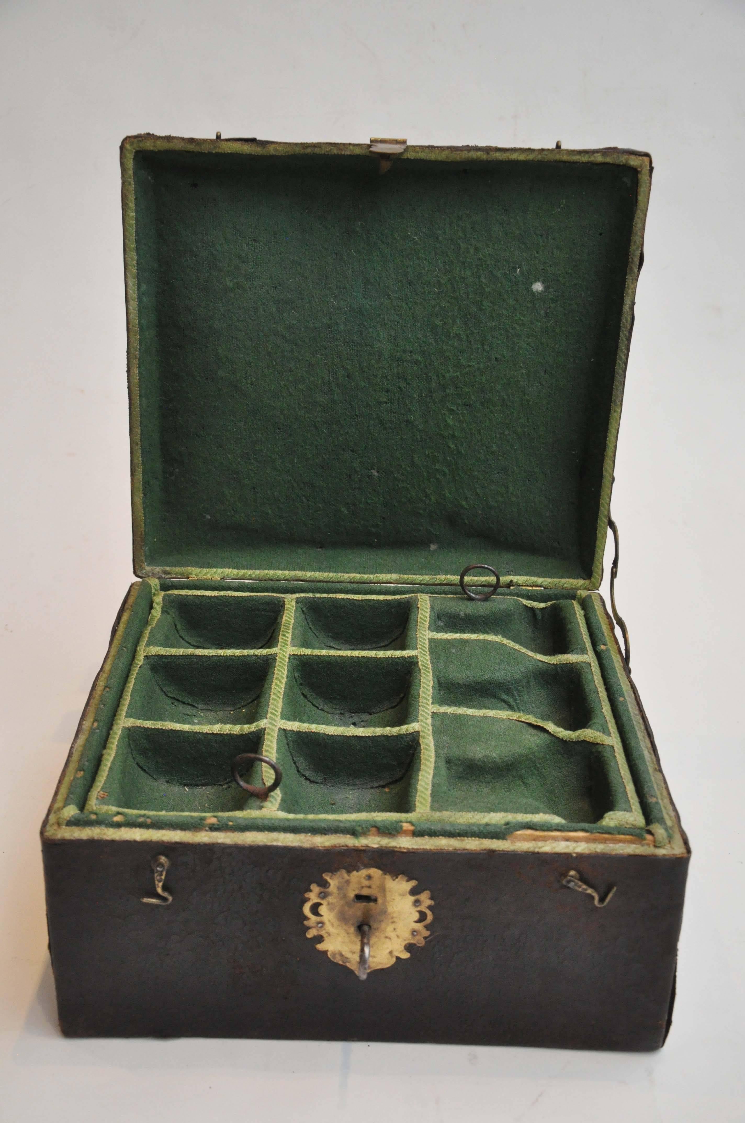 19th Century Leather and Brass Decorative Box from Germany 4