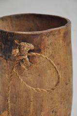 Early 20th Century African Milk Jug in Wood With Metal Repair