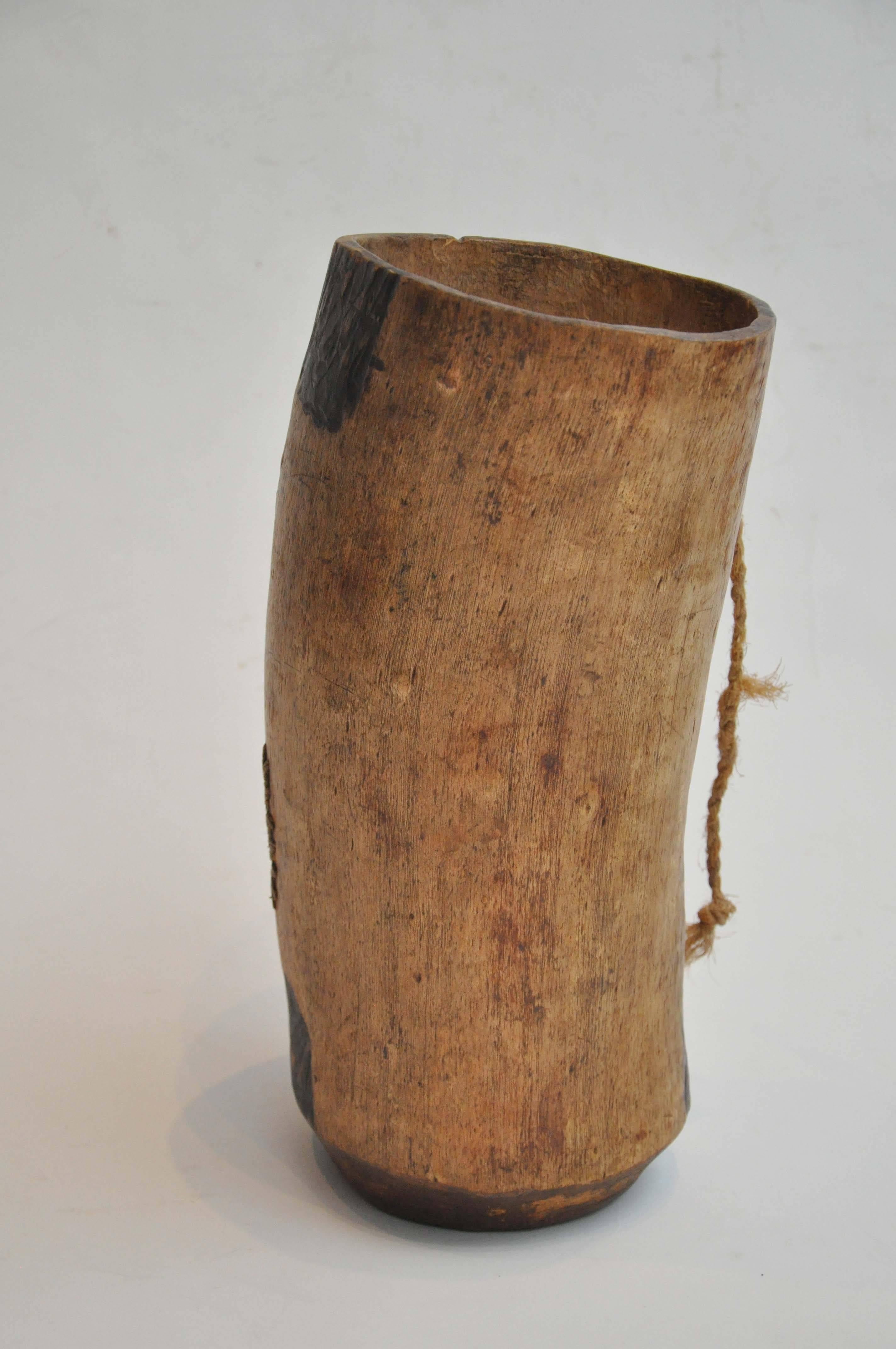 Early 20th Century African Milk Jug in Wood With Metal Repair 1