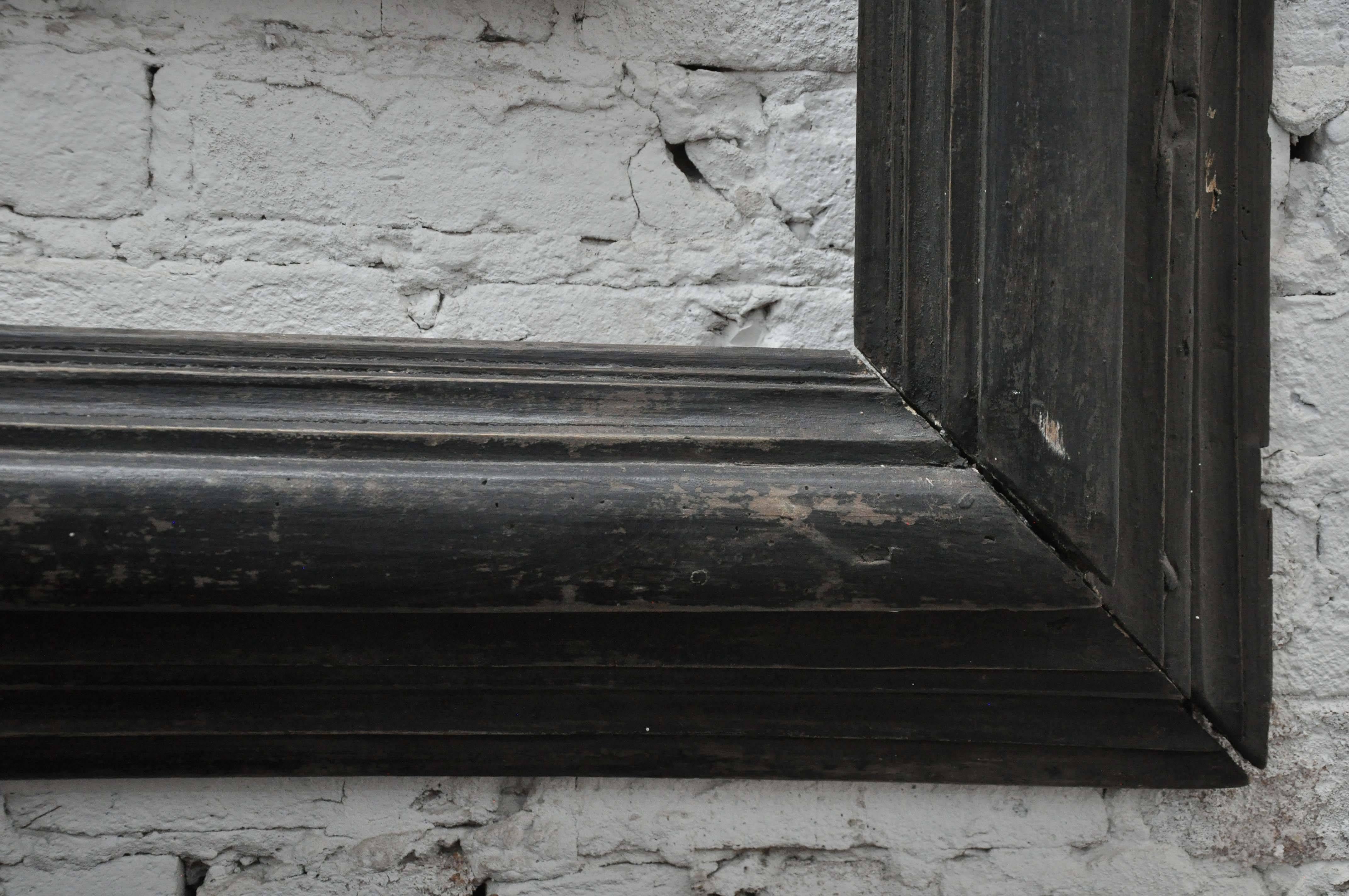 17th Century Oversized Distressed Black Lacquer Frame from France In Good Condition In Chicago, IL