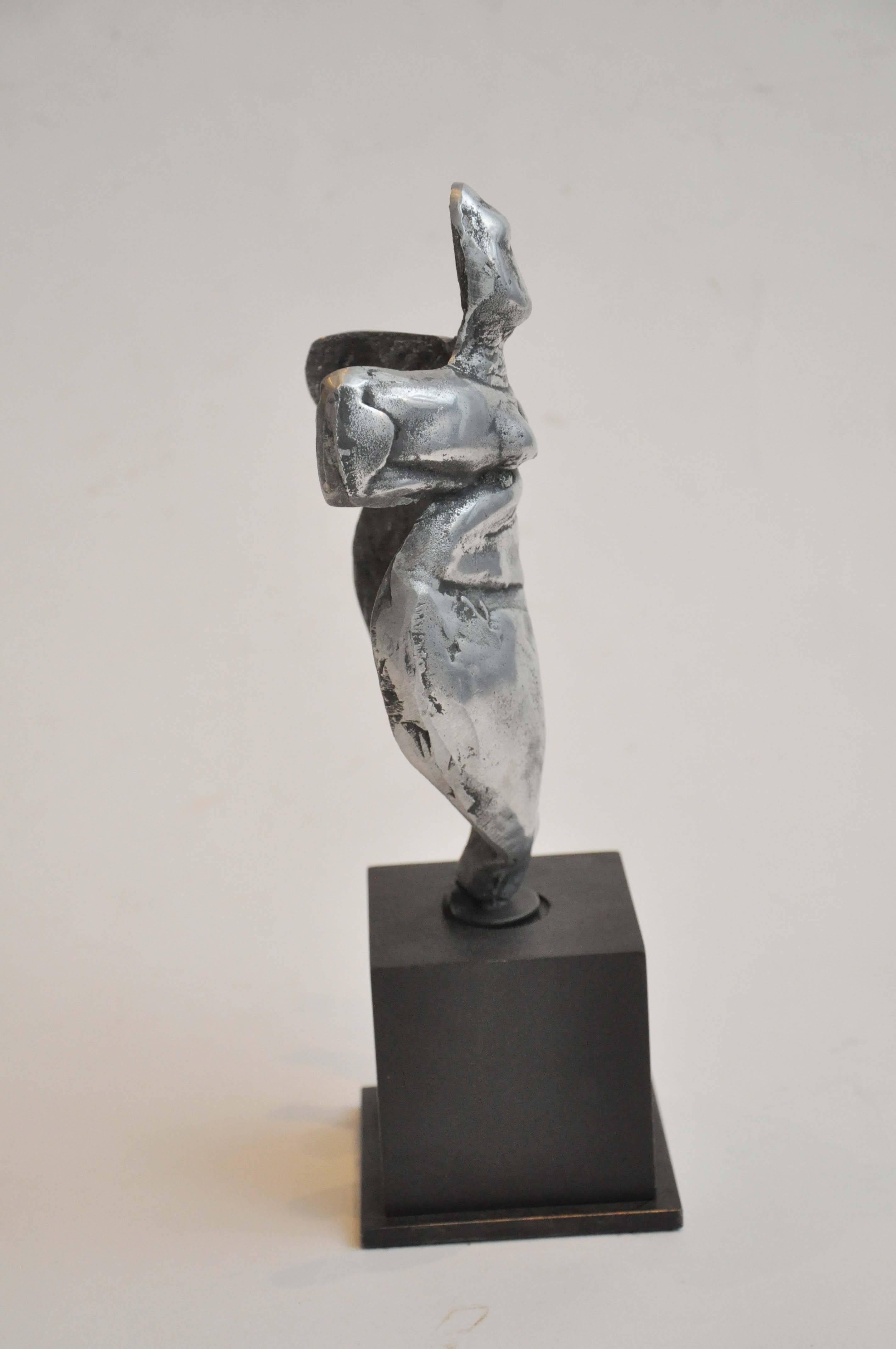 Uruguayan Early 20th Century Small Figural Studio Sculpture in Silver Metal from Uruguay For Sale