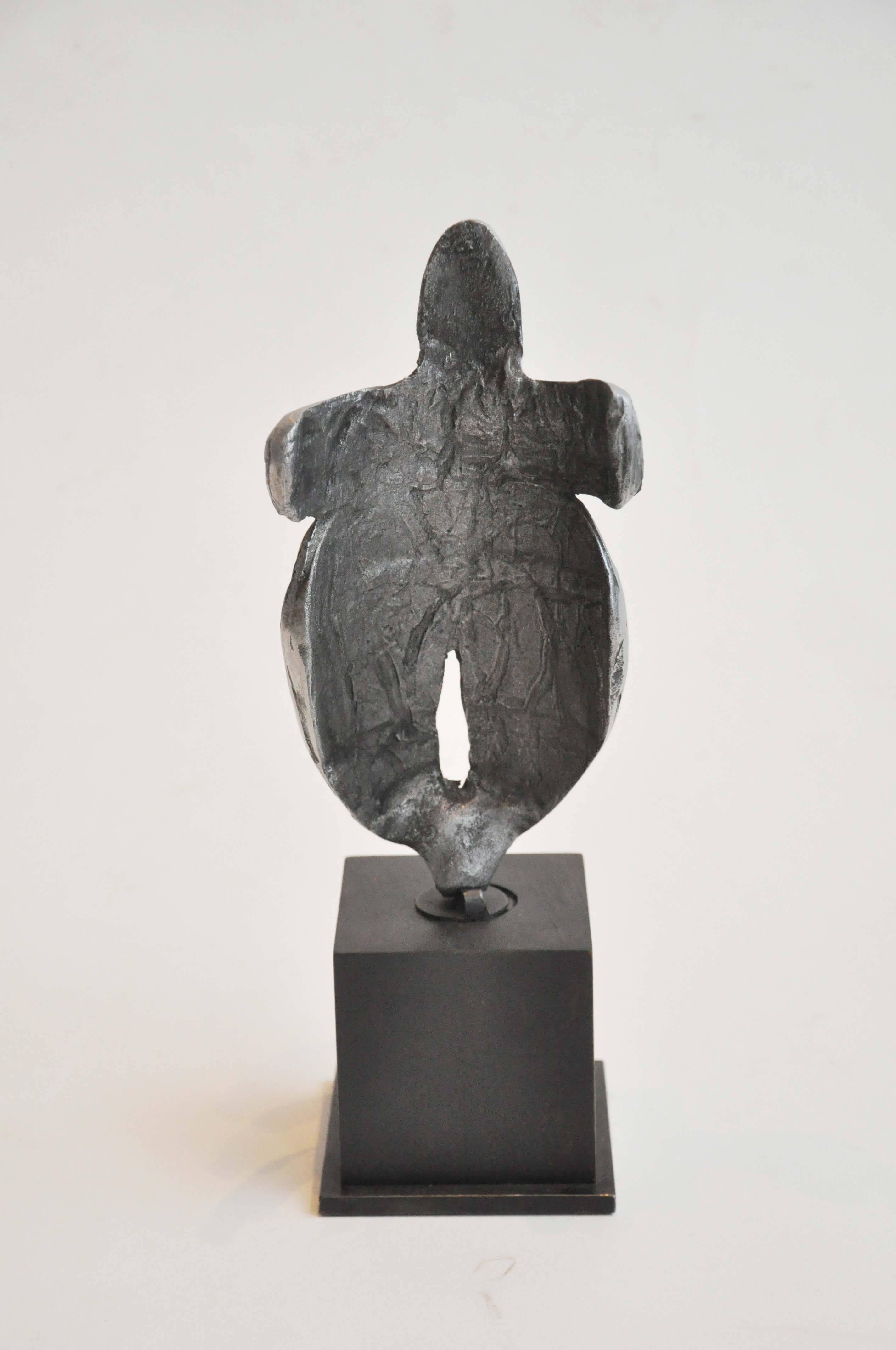 Forged Early 20th Century Small Figural Studio Sculpture in Silver Metal from Uruguay For Sale