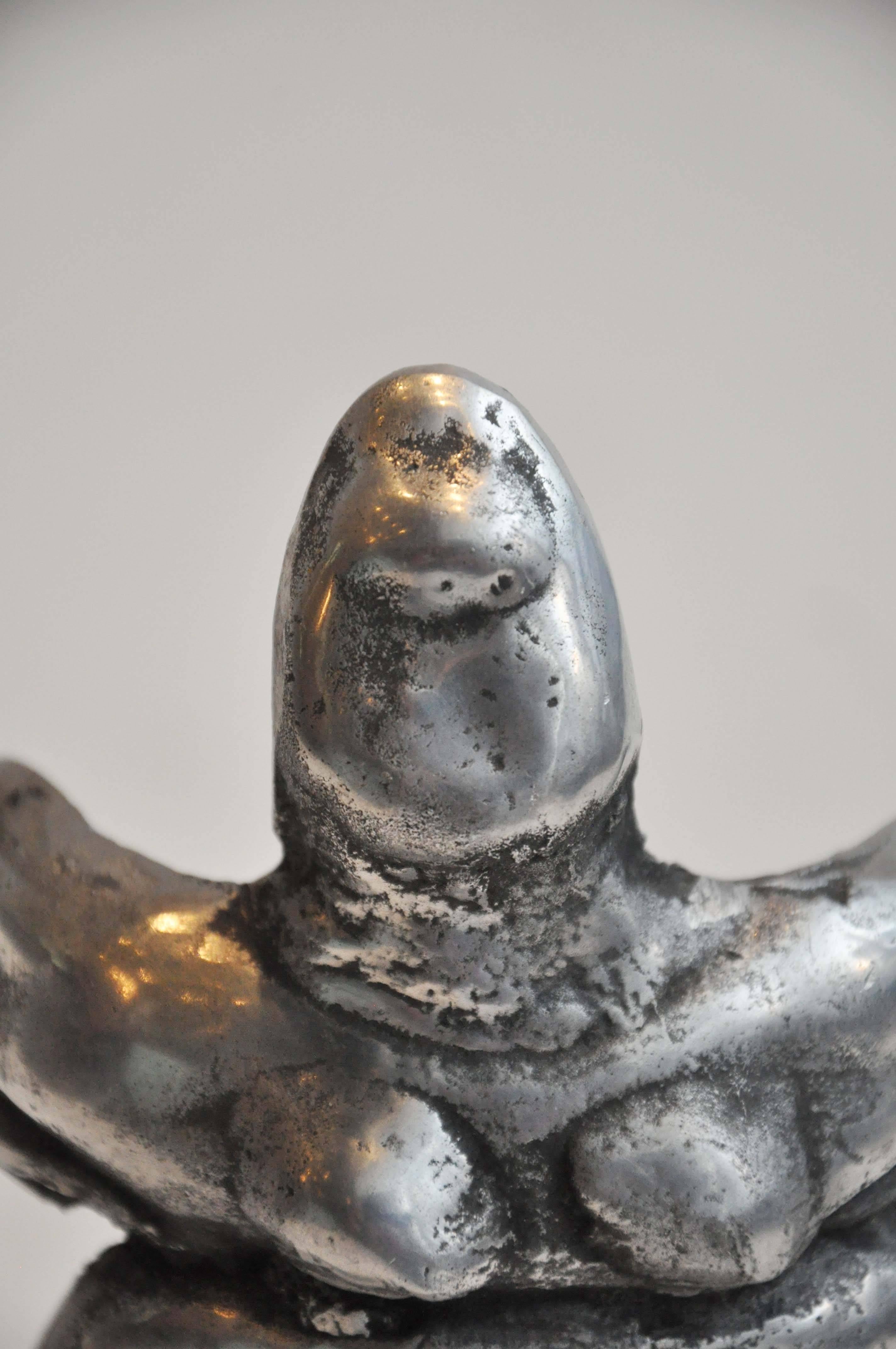 Early 20th Century Small Figural Studio Sculpture in Silver Metal from Uruguay For Sale 2