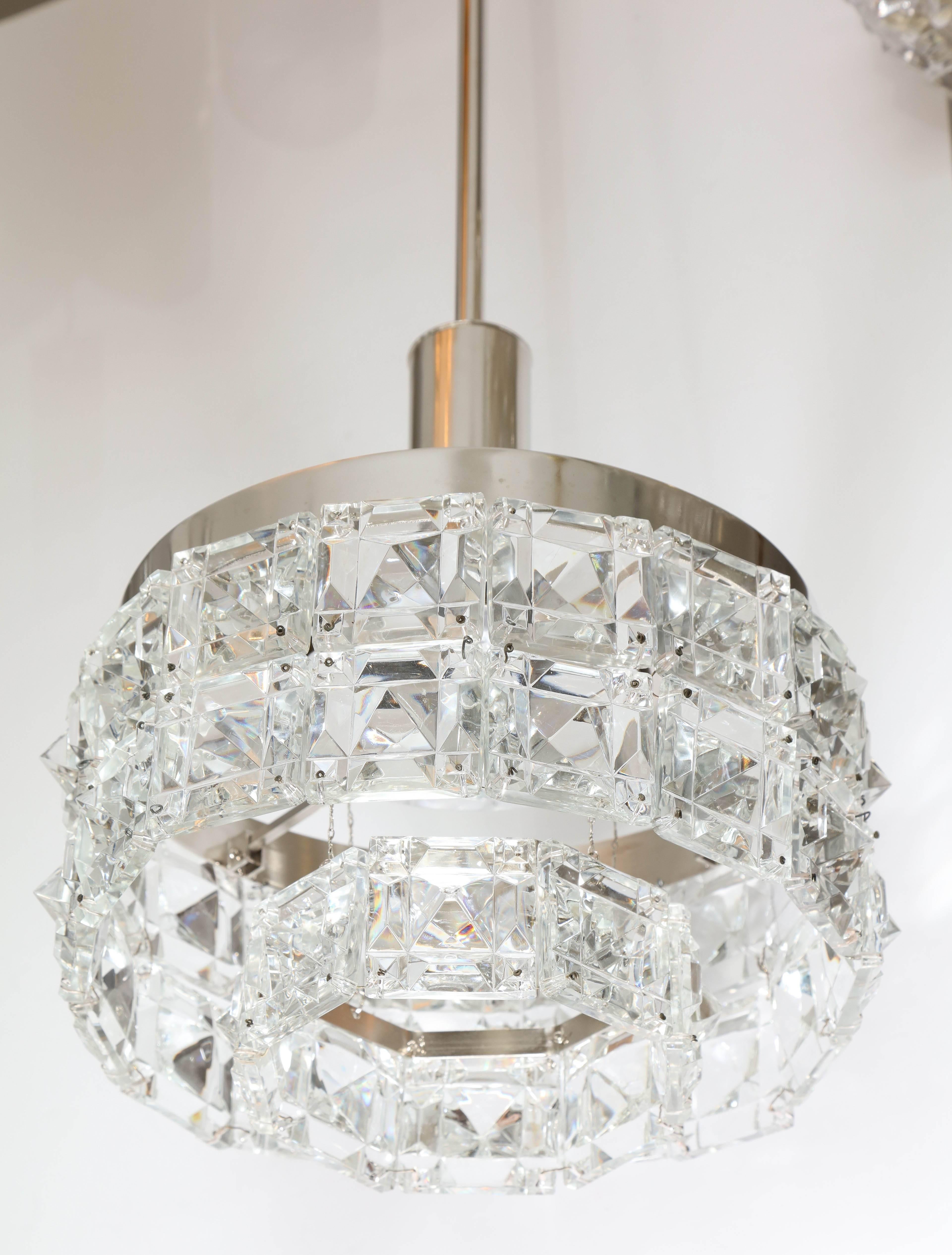Kinkeldey Faceted Square Cut Crystal Chandelier In Excellent Condition In New York, NY