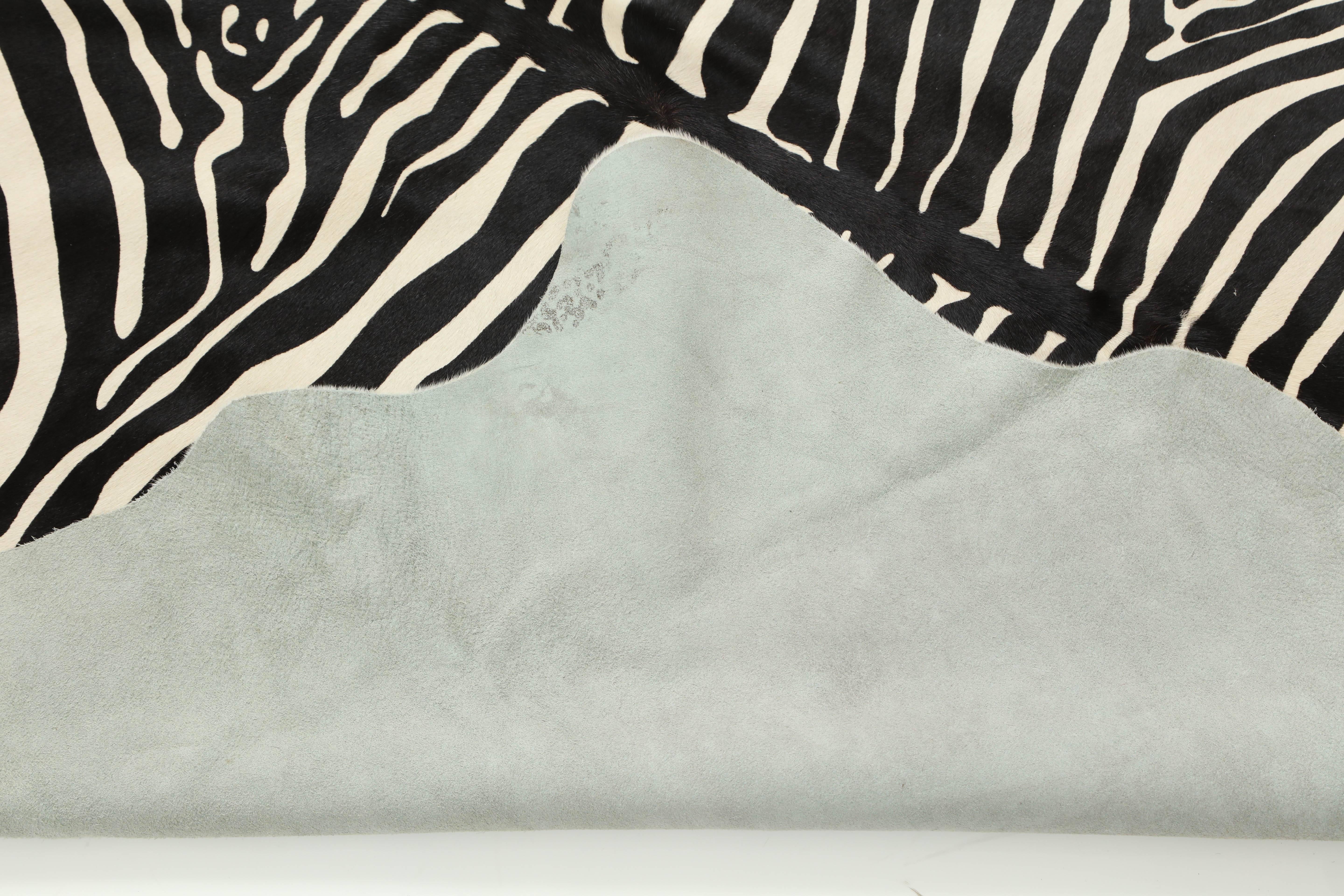 Contemporary Stenciled Zebra Print Brazilian Cowhide Rug, 2016 4