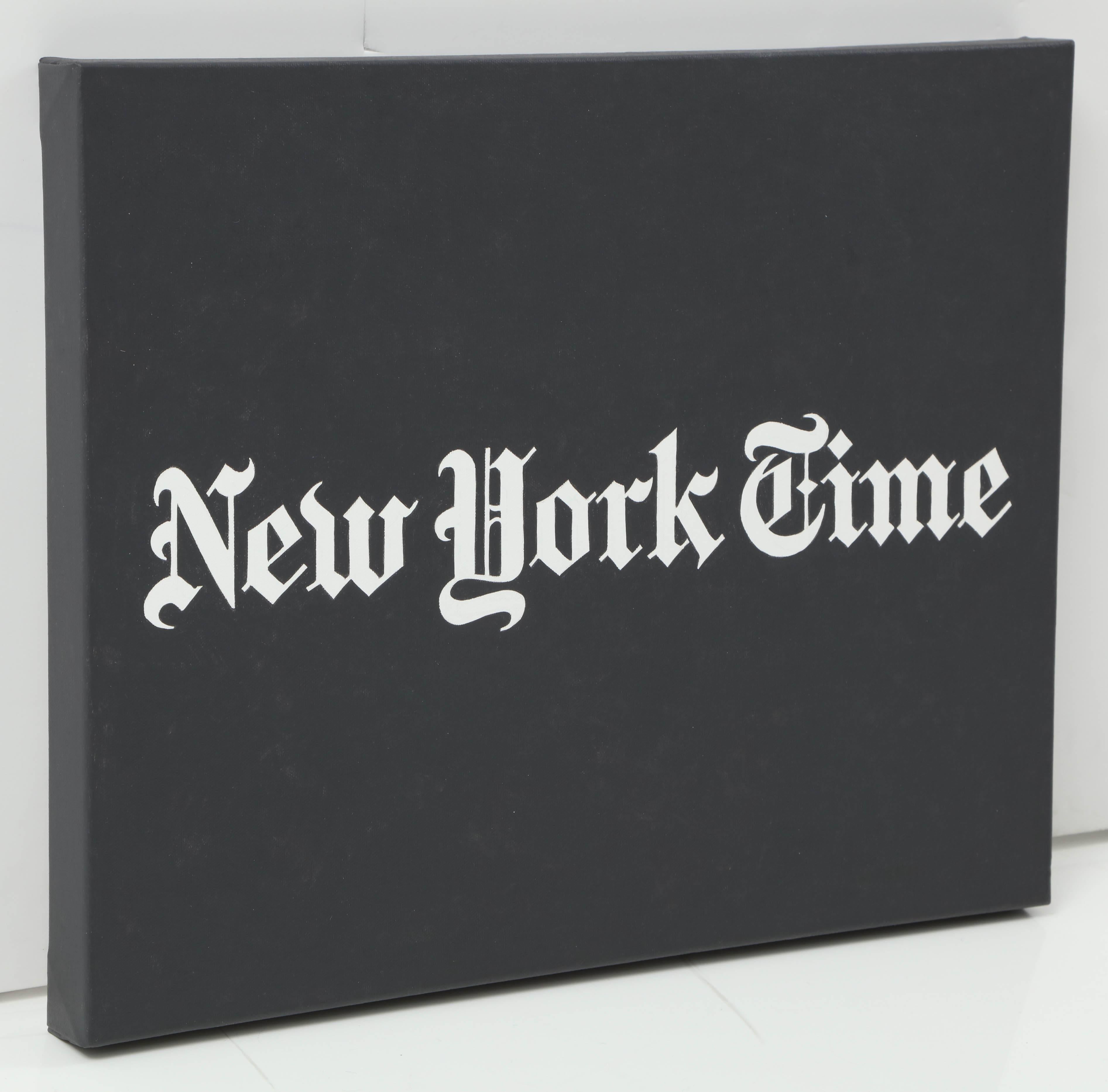 Contemporary artist Peter Buchman's "New York Time, No. 2" acrylic paint on canvas painting was made in 2016. Buchman acts as both Poet and Provocateur when he uses iconic type in his work while examining American culture. The artist finds