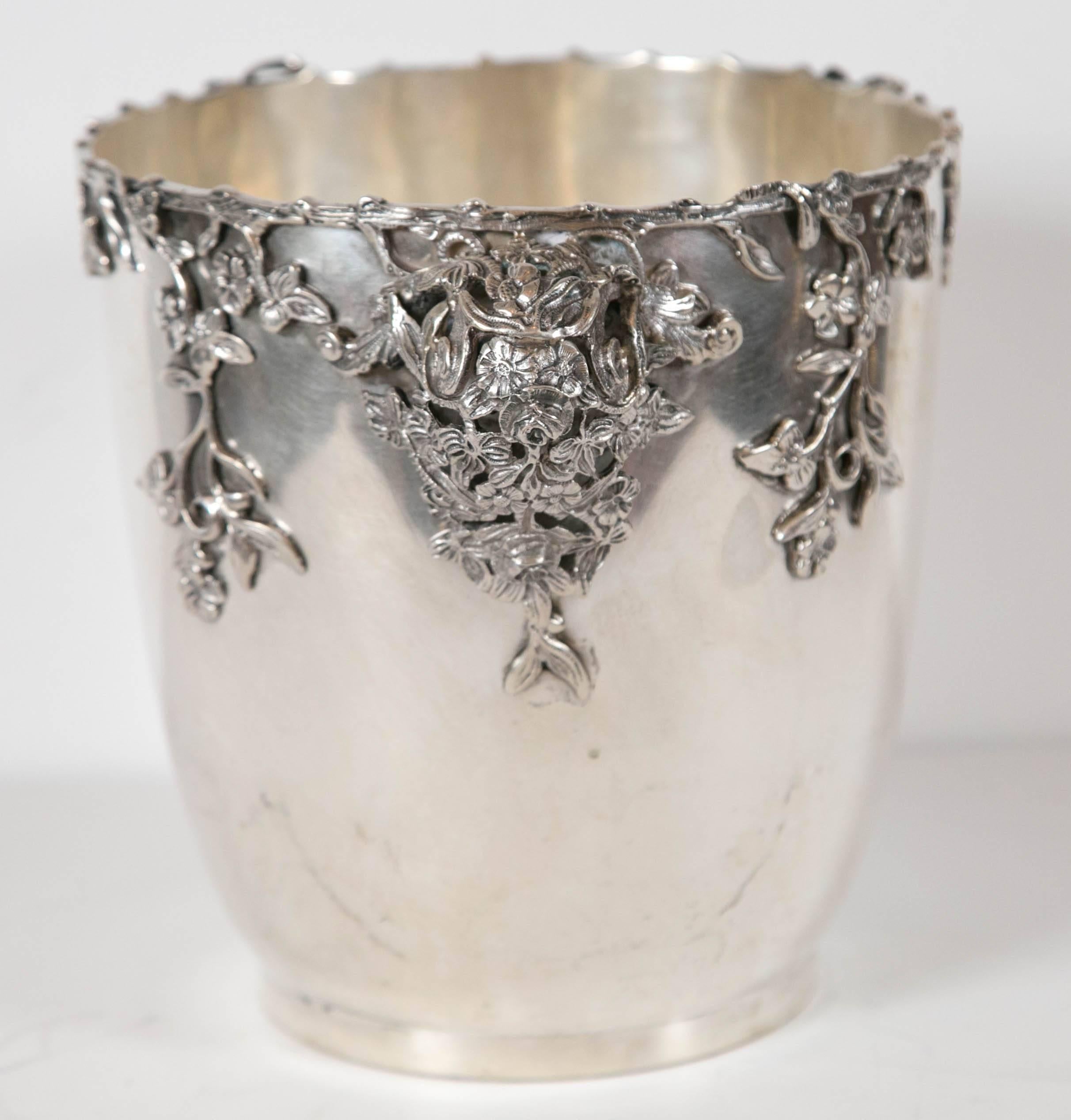 Highly Decorative Italian Sterling Silver Wine Cooler In Excellent Condition In Mt Kisco, NY