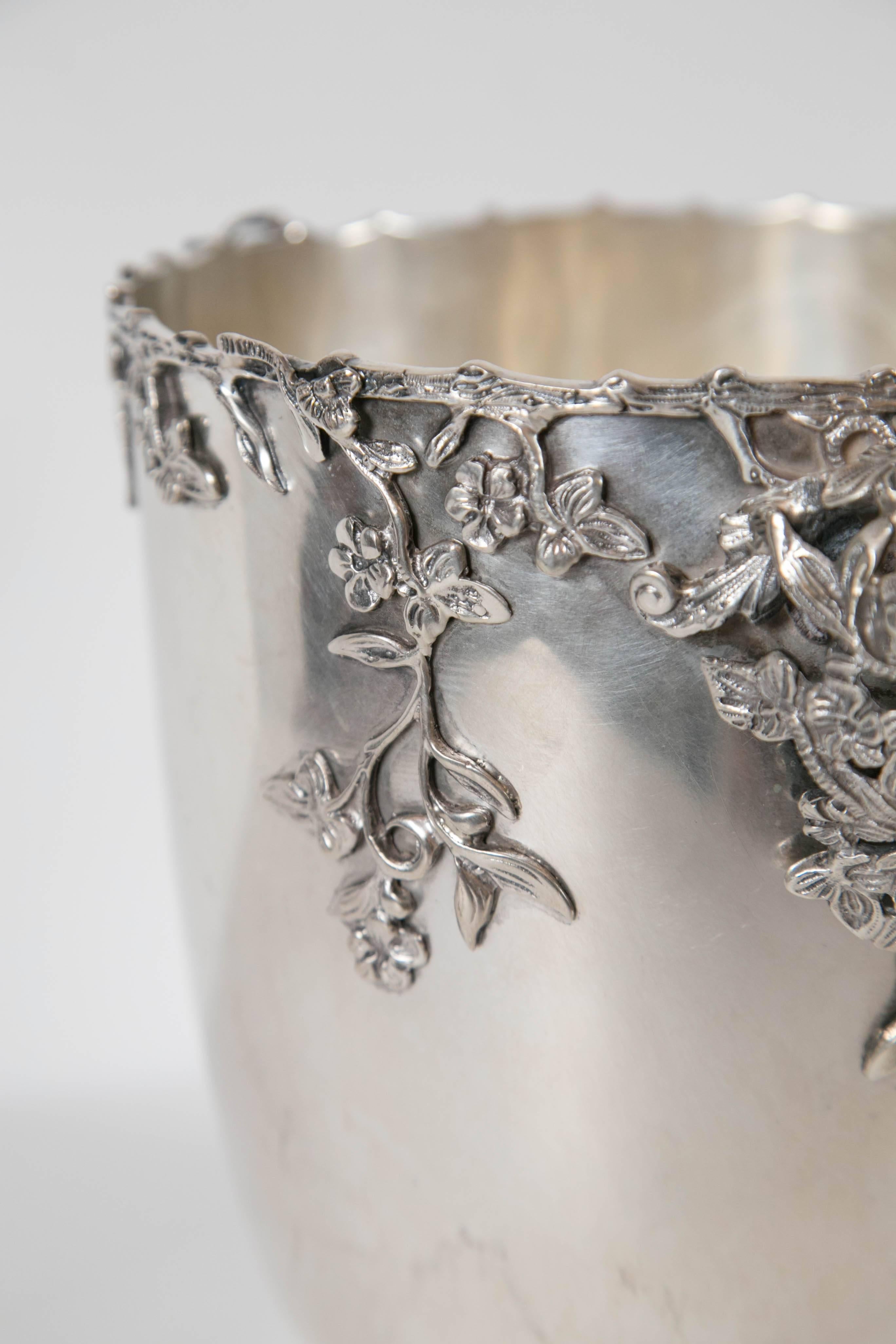 Highly Decorative Italian Sterling Silver Wine Cooler 1