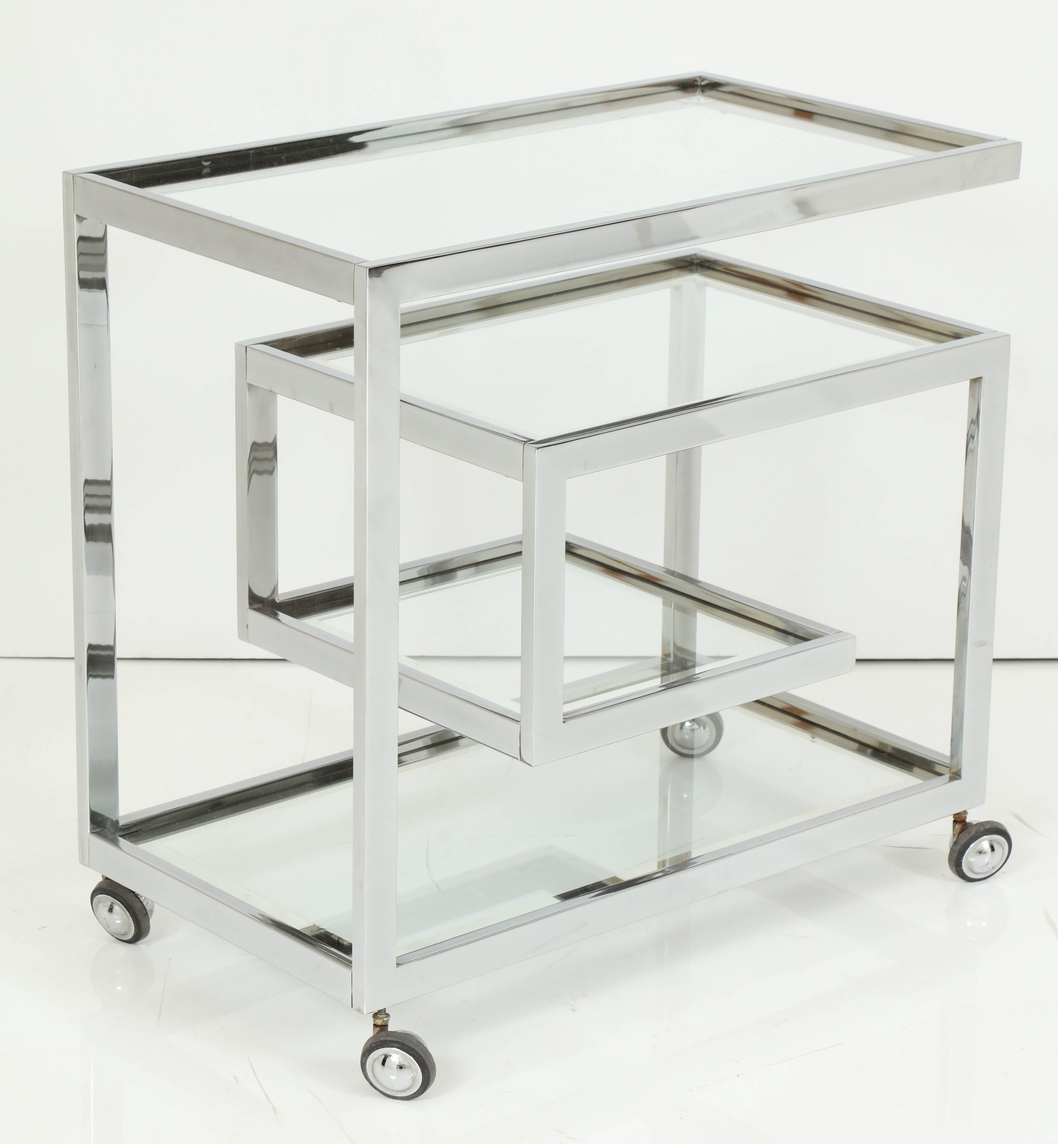 Bar Cart, Chrome, circa 1960 In Good Condition In New York, NY