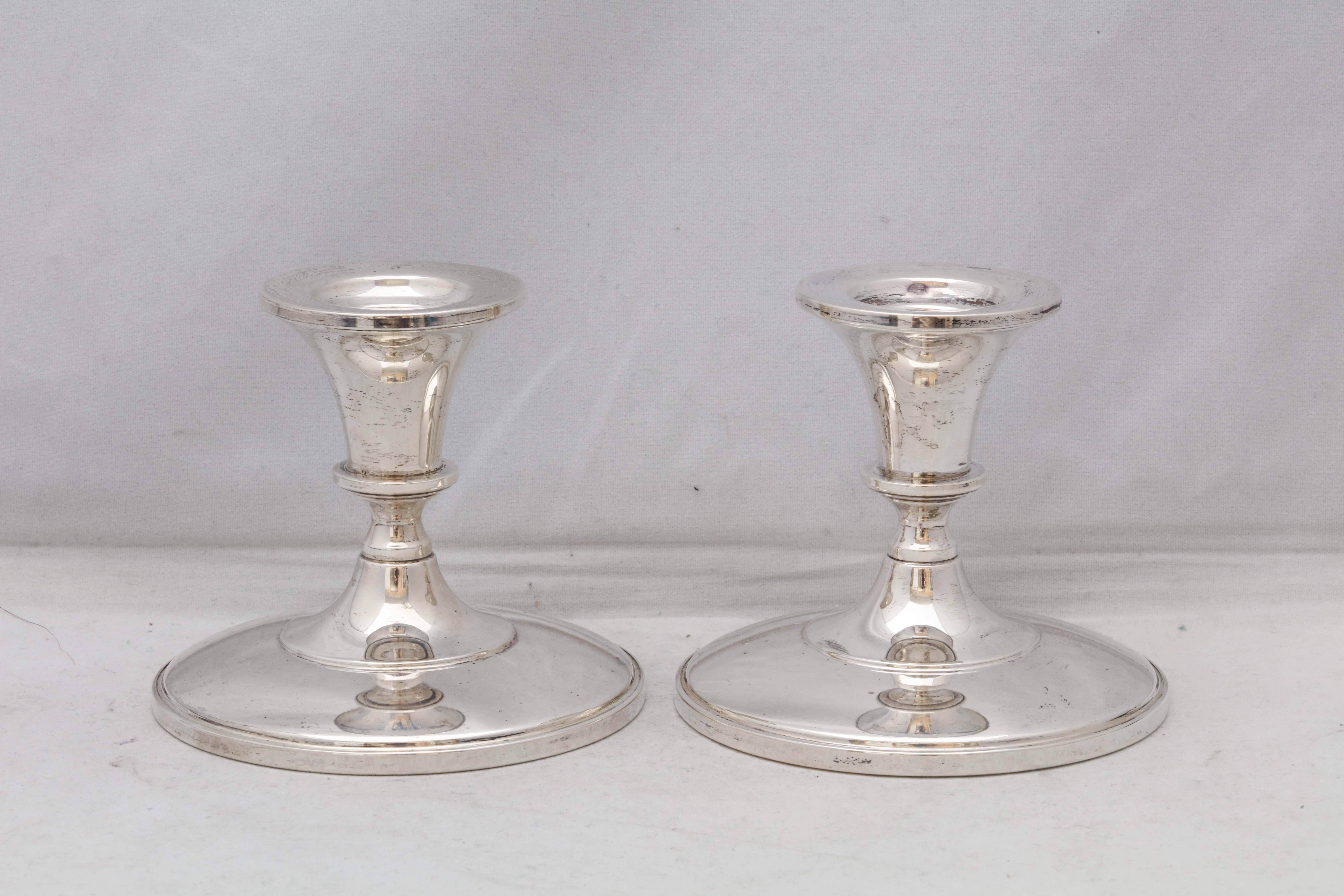 Pair of sterling silver, Empire style candlesticks, Fisher Silversmiths, Inc.n New Jersey, circa 1940s. 4