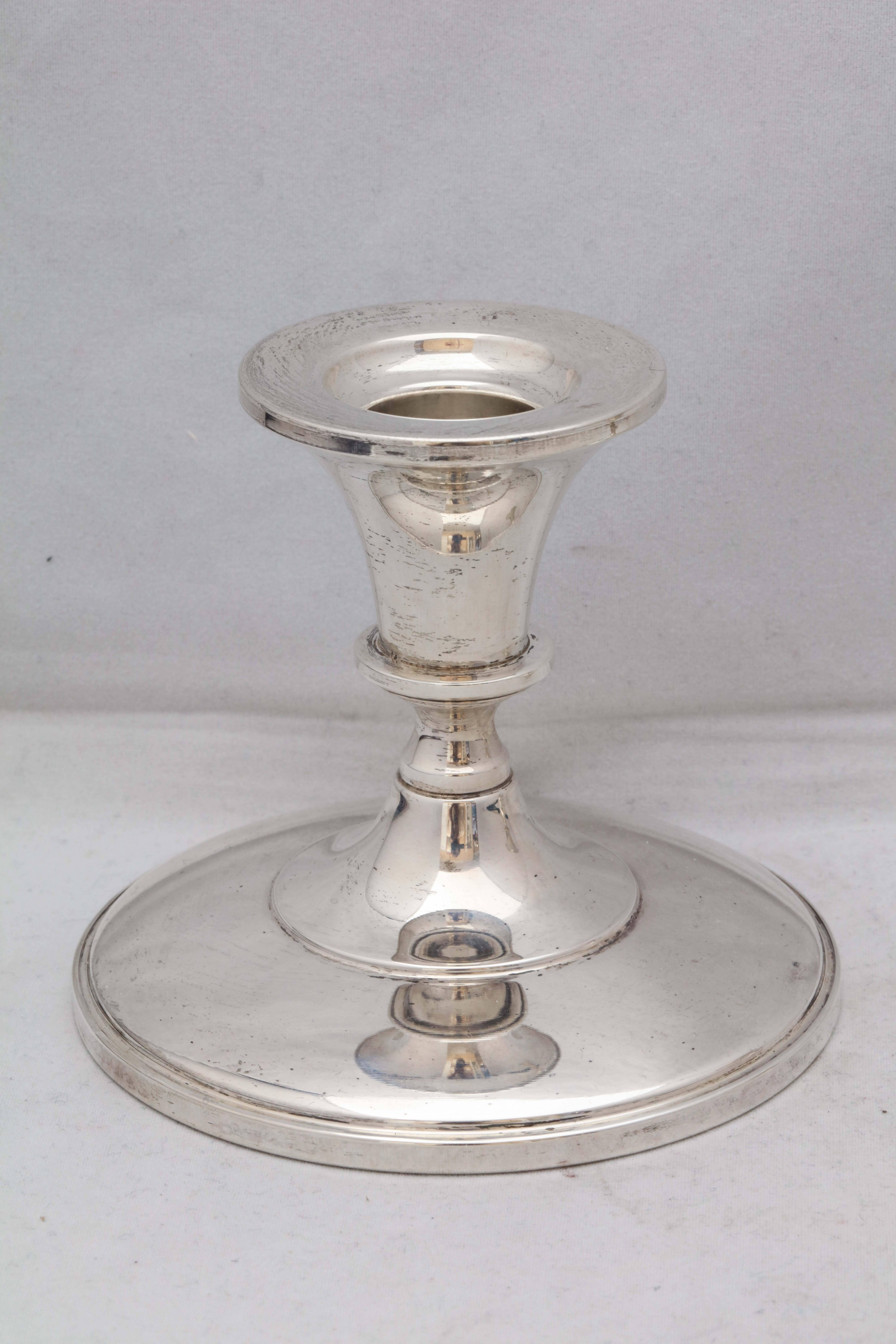 American Pair of Sterling Silver Empire Style Candlesticks