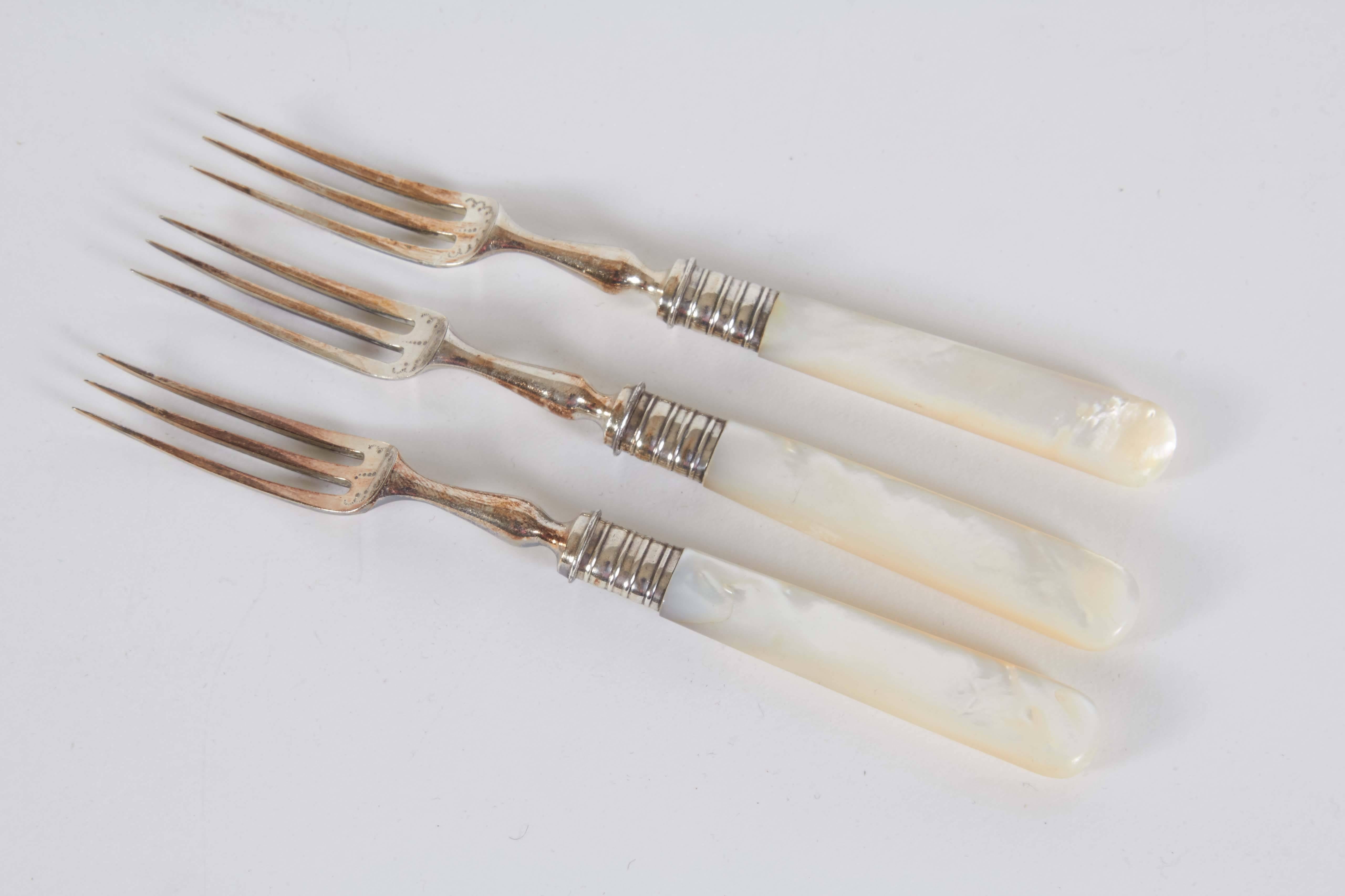 Silverware Set, 24 Engraved Pieces with Mother-of-Pearl in Lined Box 1