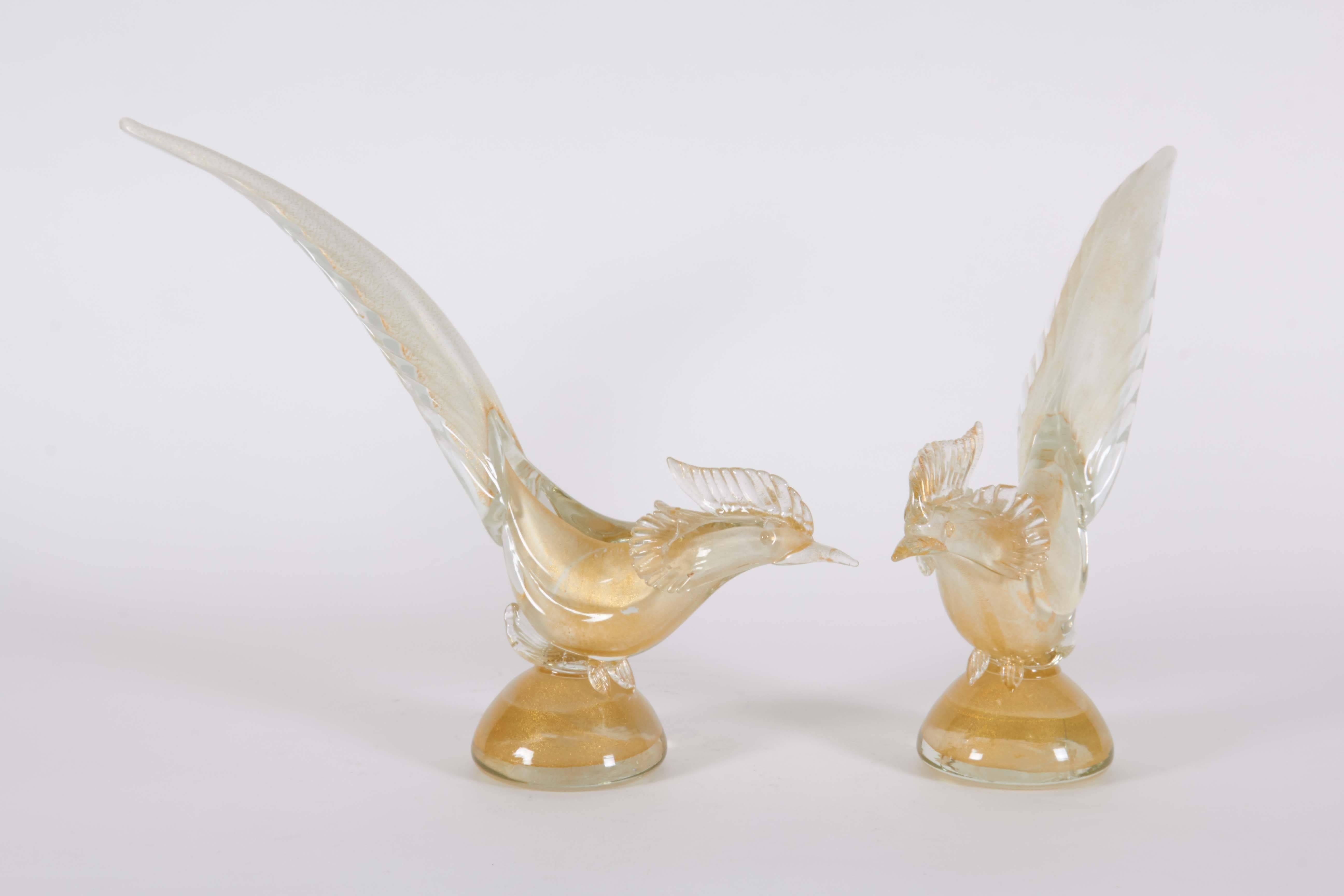 Pair of Seguso Murano Roosters For Sale 5