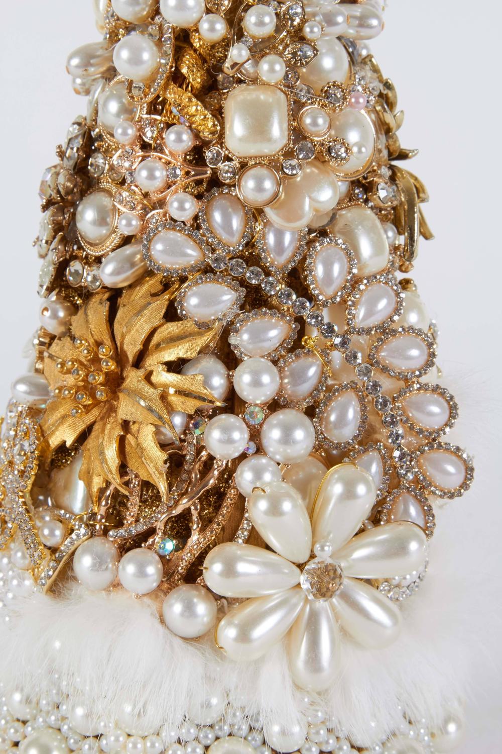 Christmas Tree Table Decoration Made of Vintage Jewelry Parts For Sale