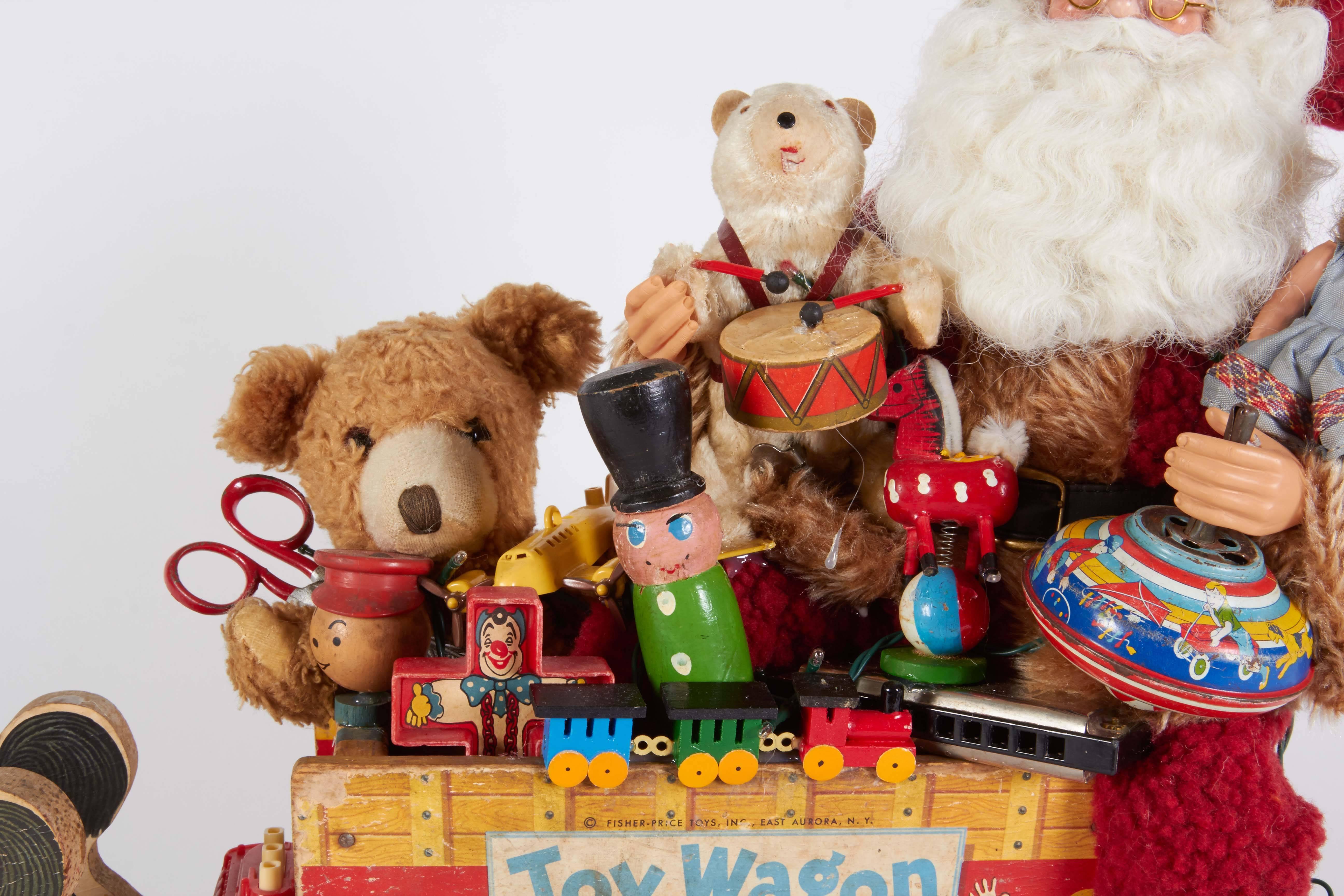 Santa on Toy Wagon Christmas Decor, Contemporary Decor from Vintage Toys 1