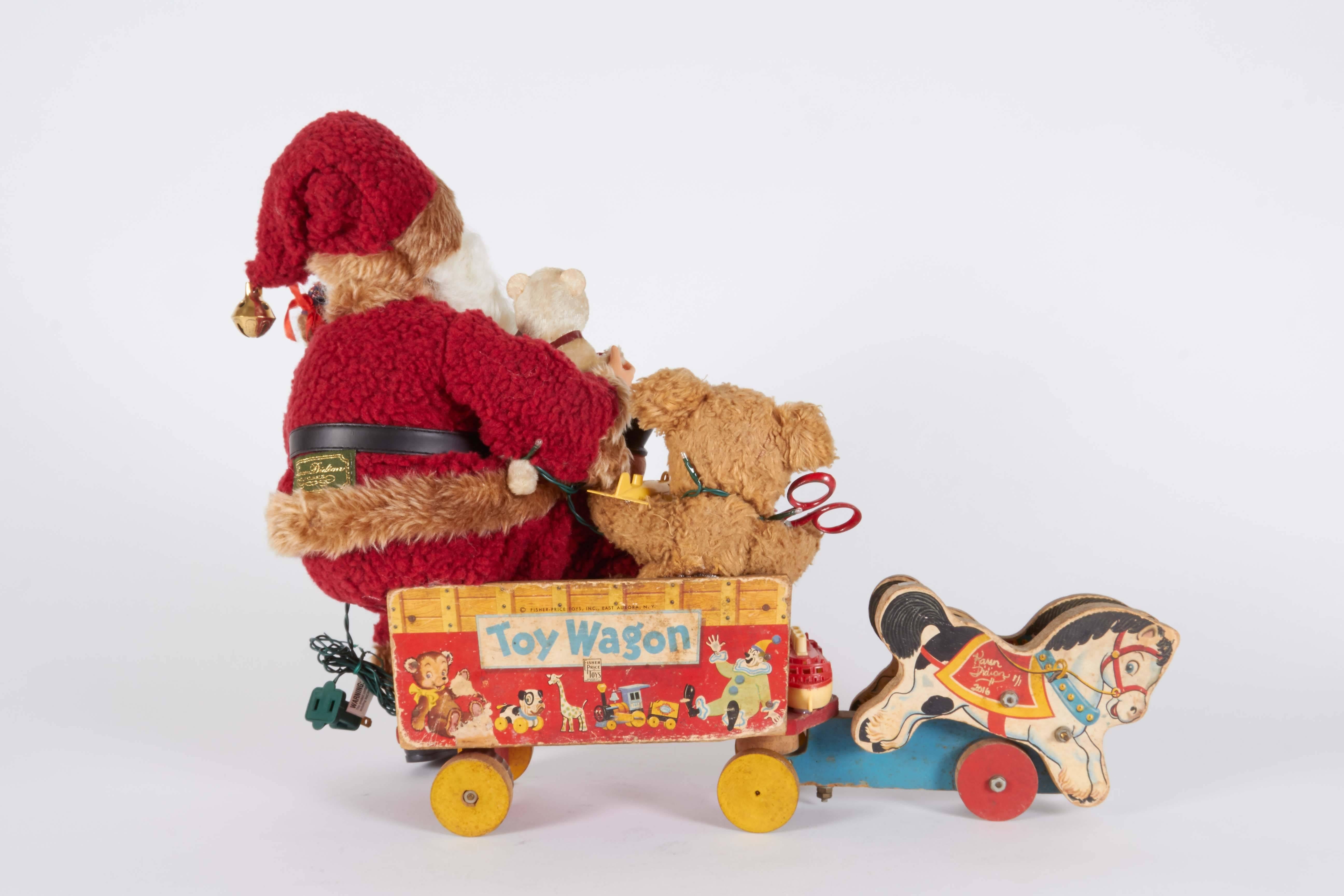 Santa on Toy Wagon Christmas Decor, Contemporary Decor from Vintage Toys 2