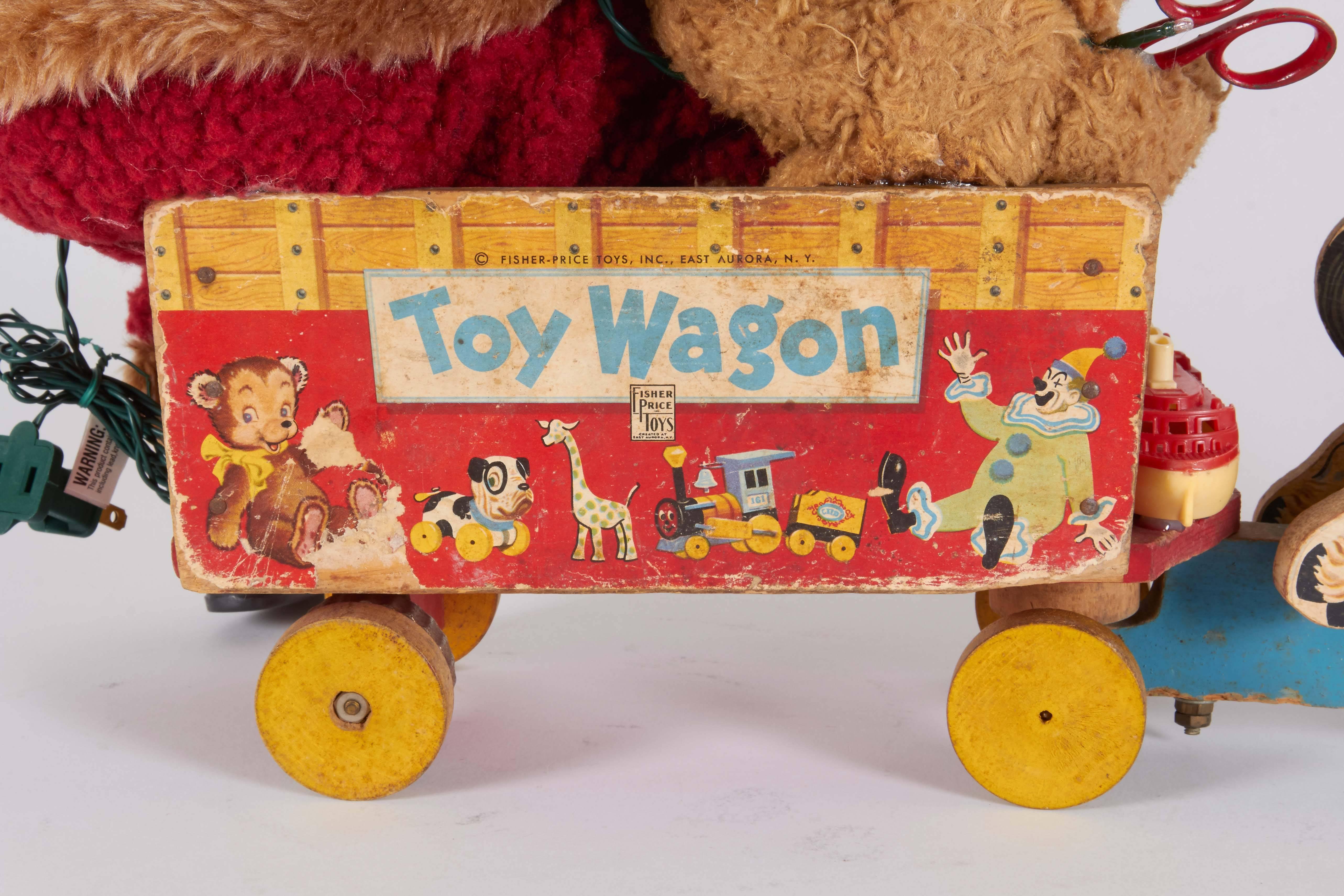 Santa on Toy Wagon Christmas Decor, Contemporary Decor from Vintage Toys 3