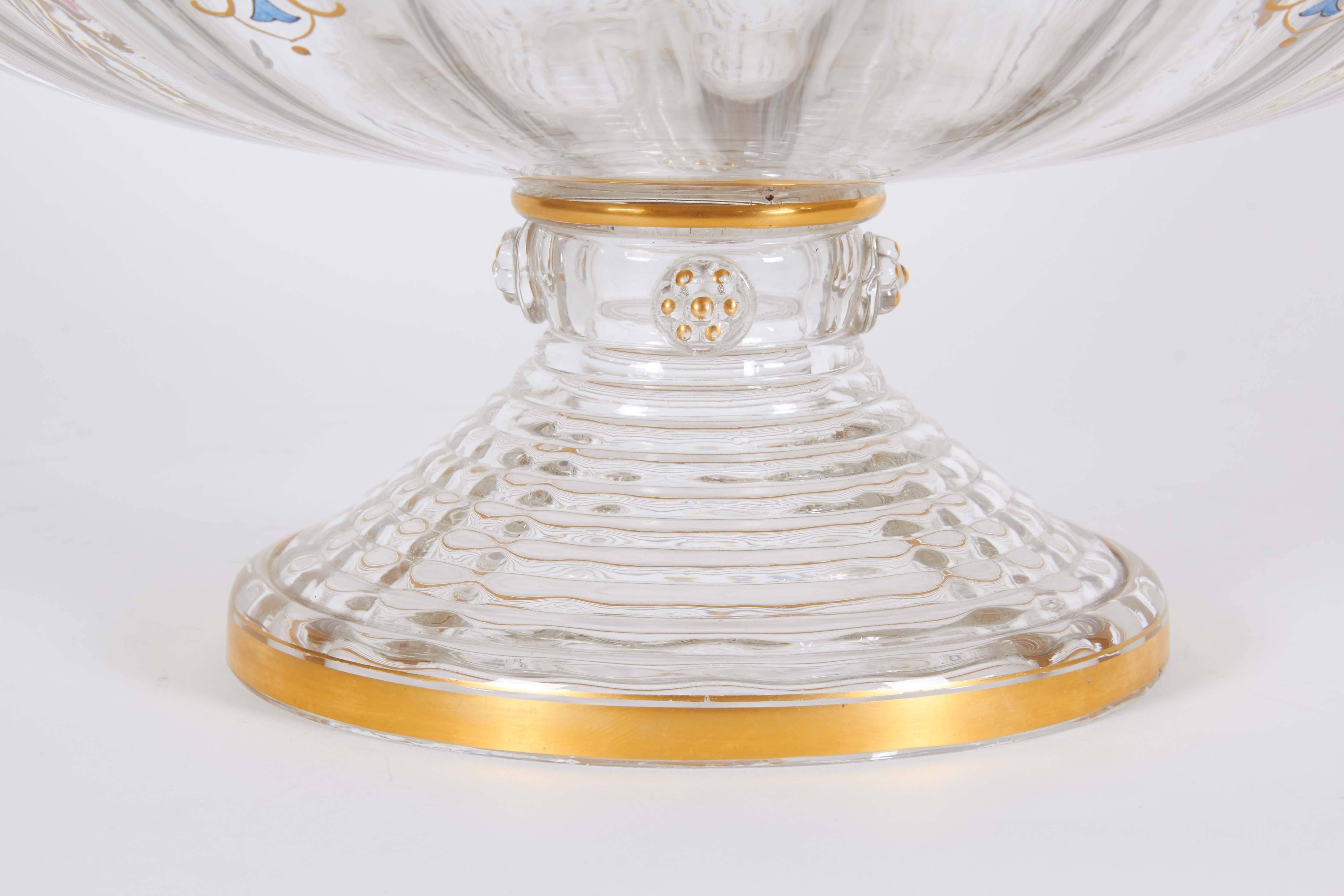 Early 20th Century Art Nouveau Centerpiece Punch Bowl Set with Blown Glass under Tray and 11 Cups