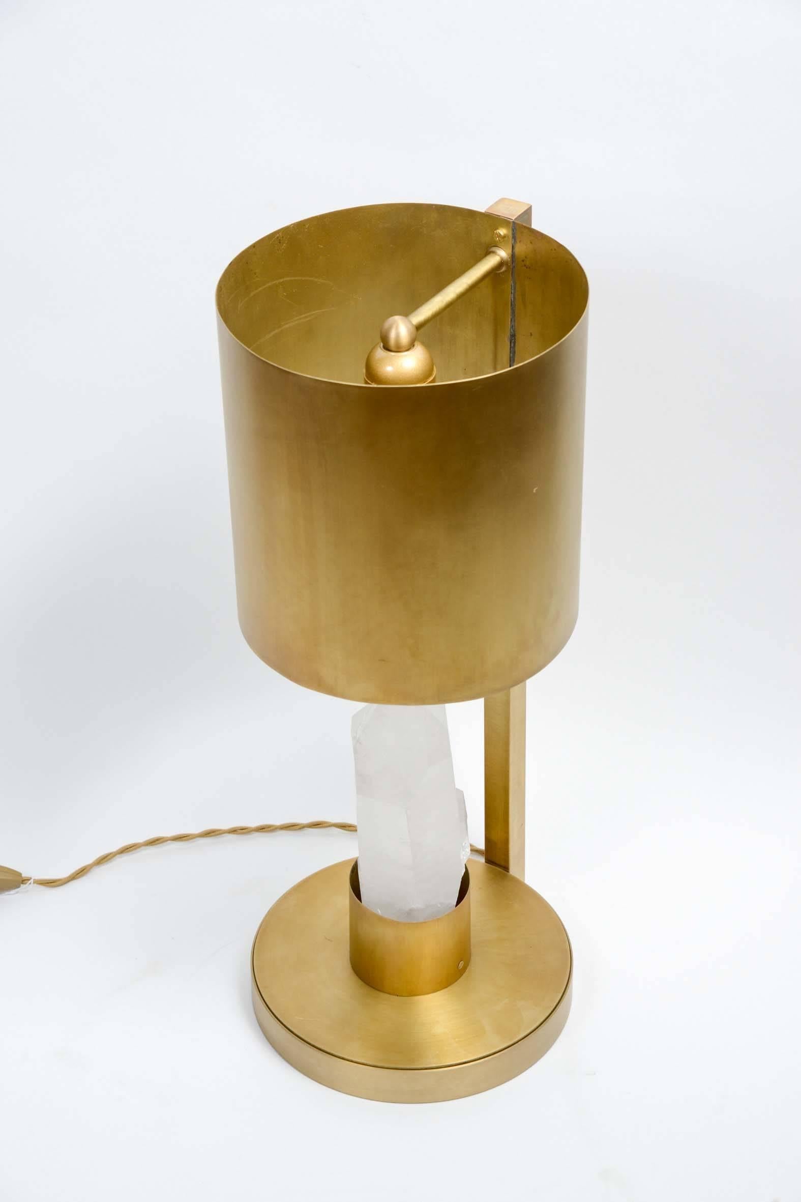 Belgian Brass and Rock Crystal Table Lamp For Sale