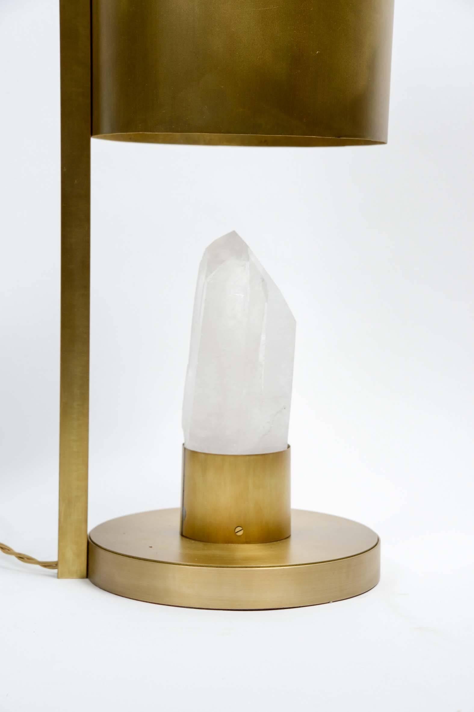 Contemporary Brass and Rock Crystal Table Lamp For Sale