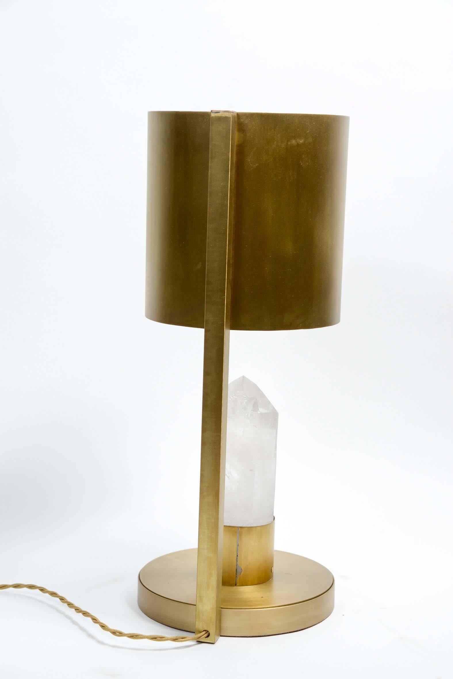 Brass and Rock Crystal Table Lamp For Sale 1