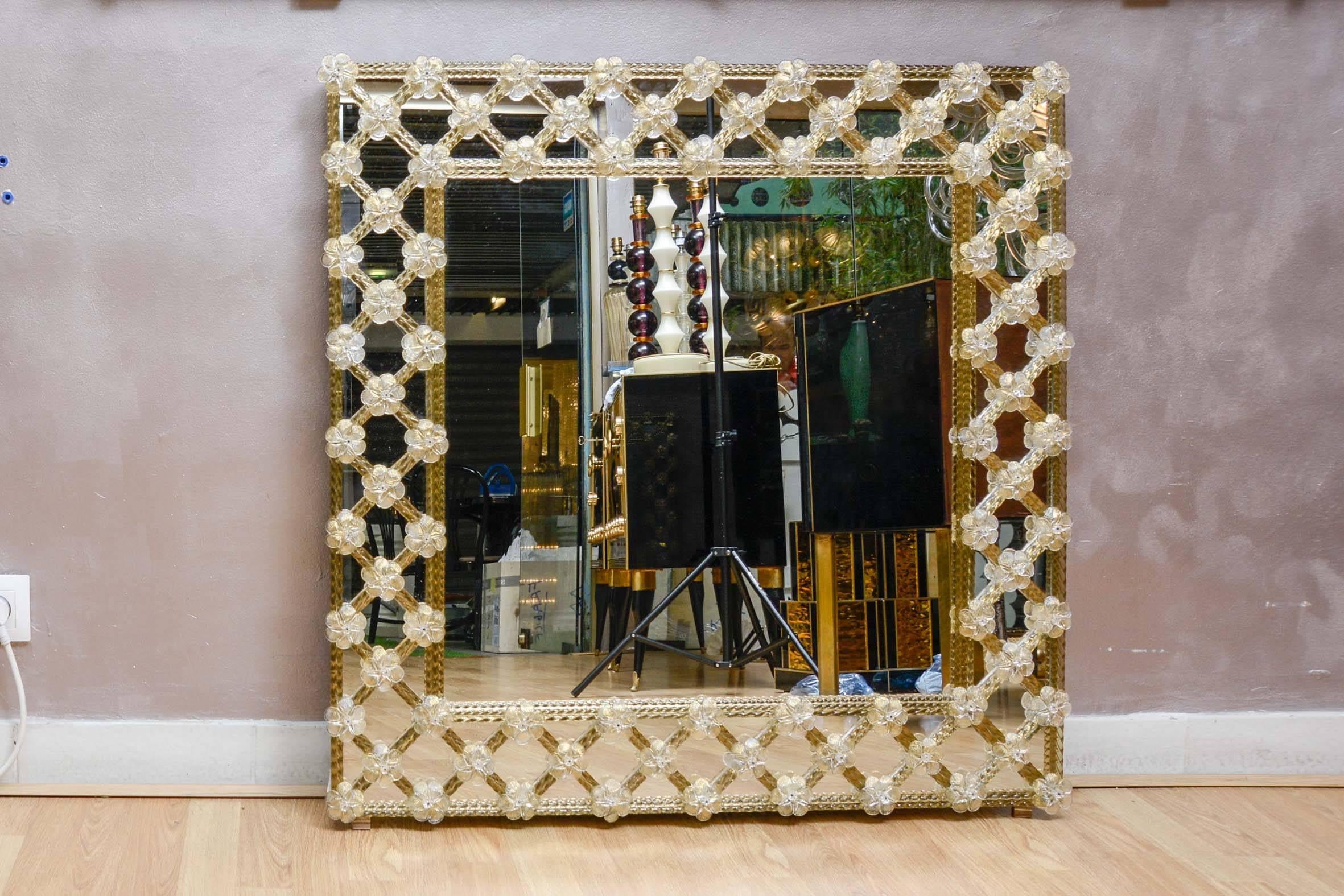 Mirror Surrounding with Murano Glass In Excellent Condition In Saint ouen, FR