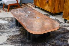Original Copper and Agate Stone Low Table