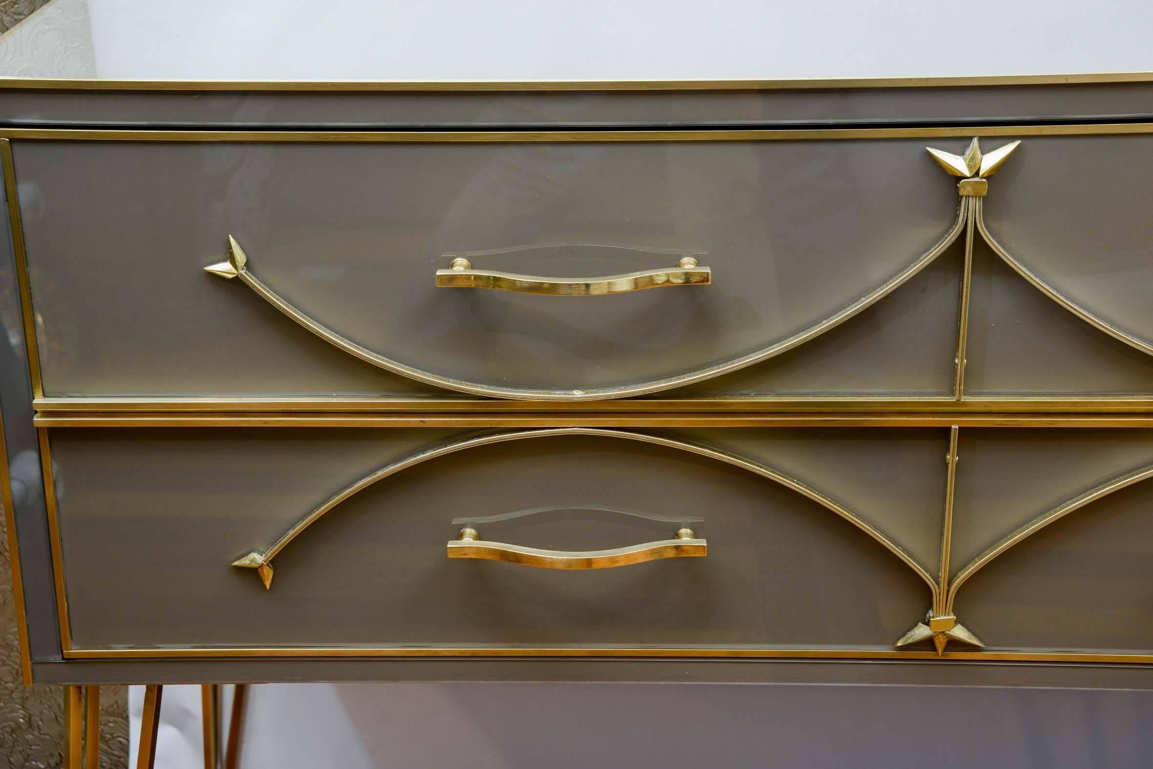 Brass Pair of Commodes